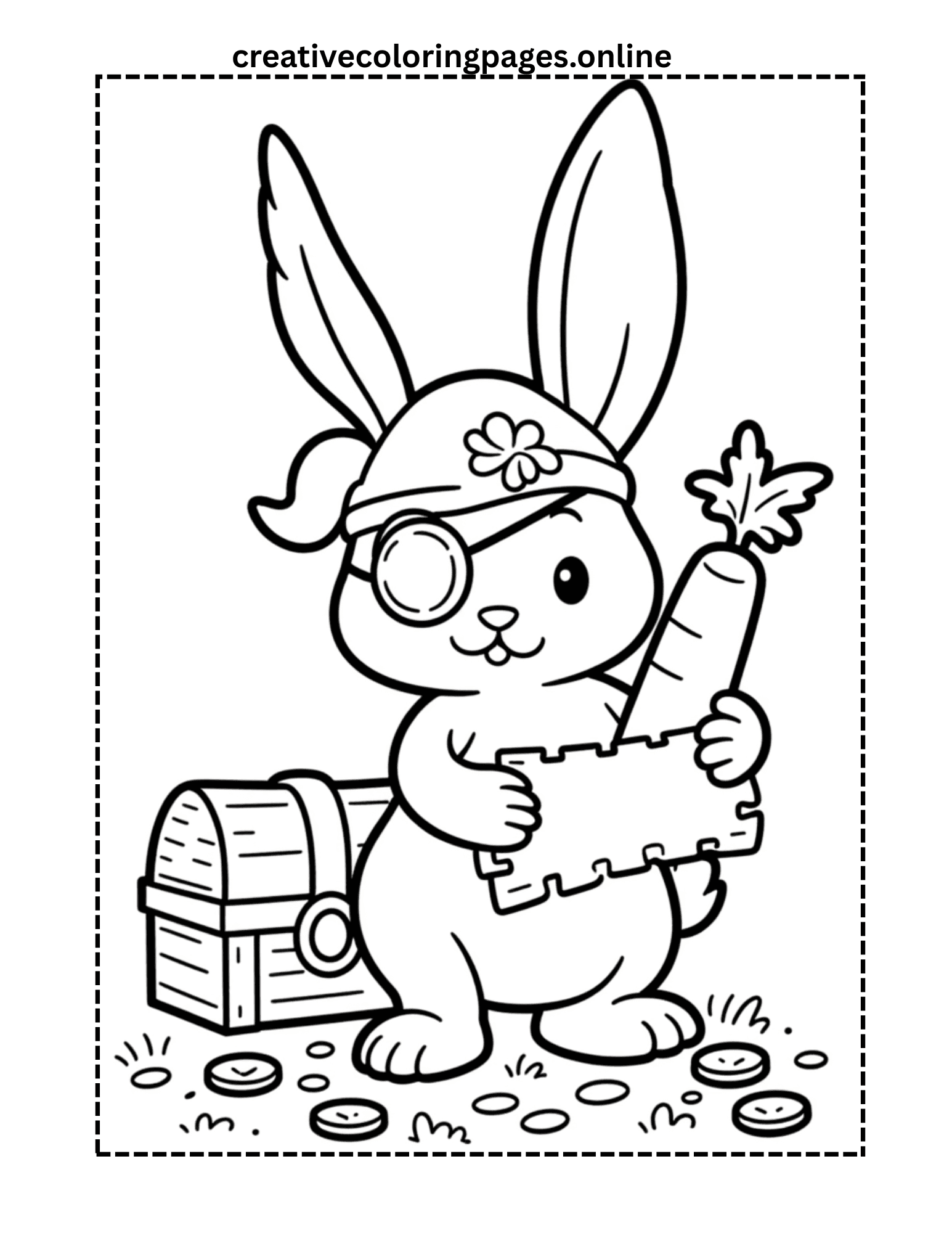 Pirate Bunny Coloring Page Free Printable - Image 1