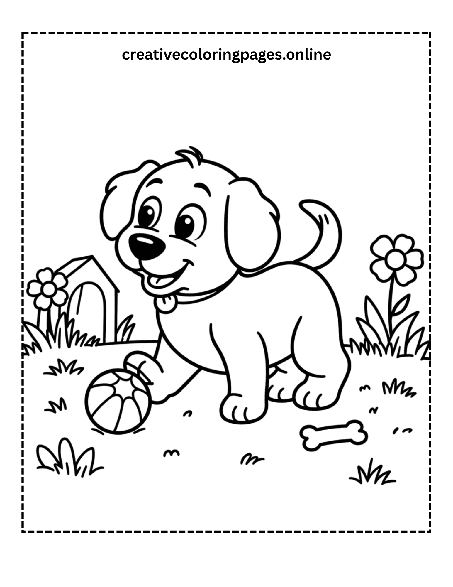 Free Printable Cute Puppy Coloring Page - Image 1