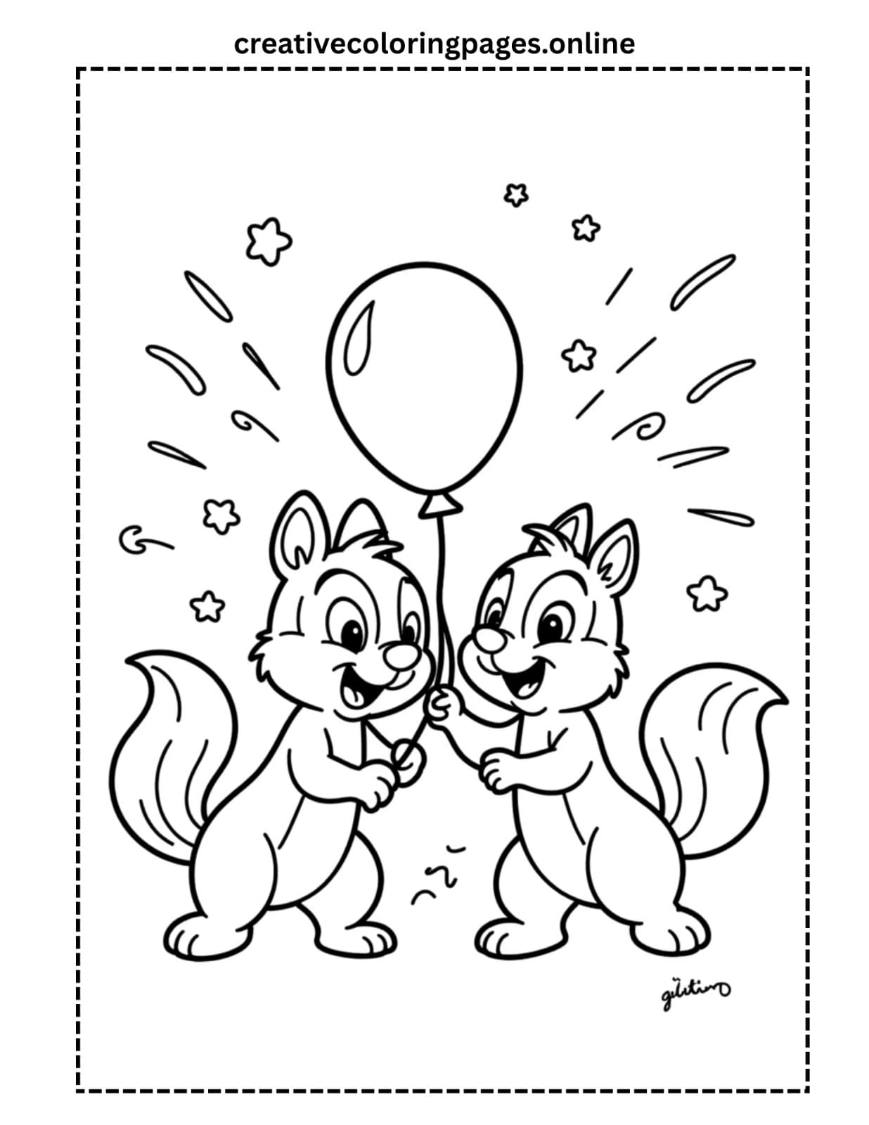 Chip and Dale Free Printable Coloring Page for Kids - Image 1