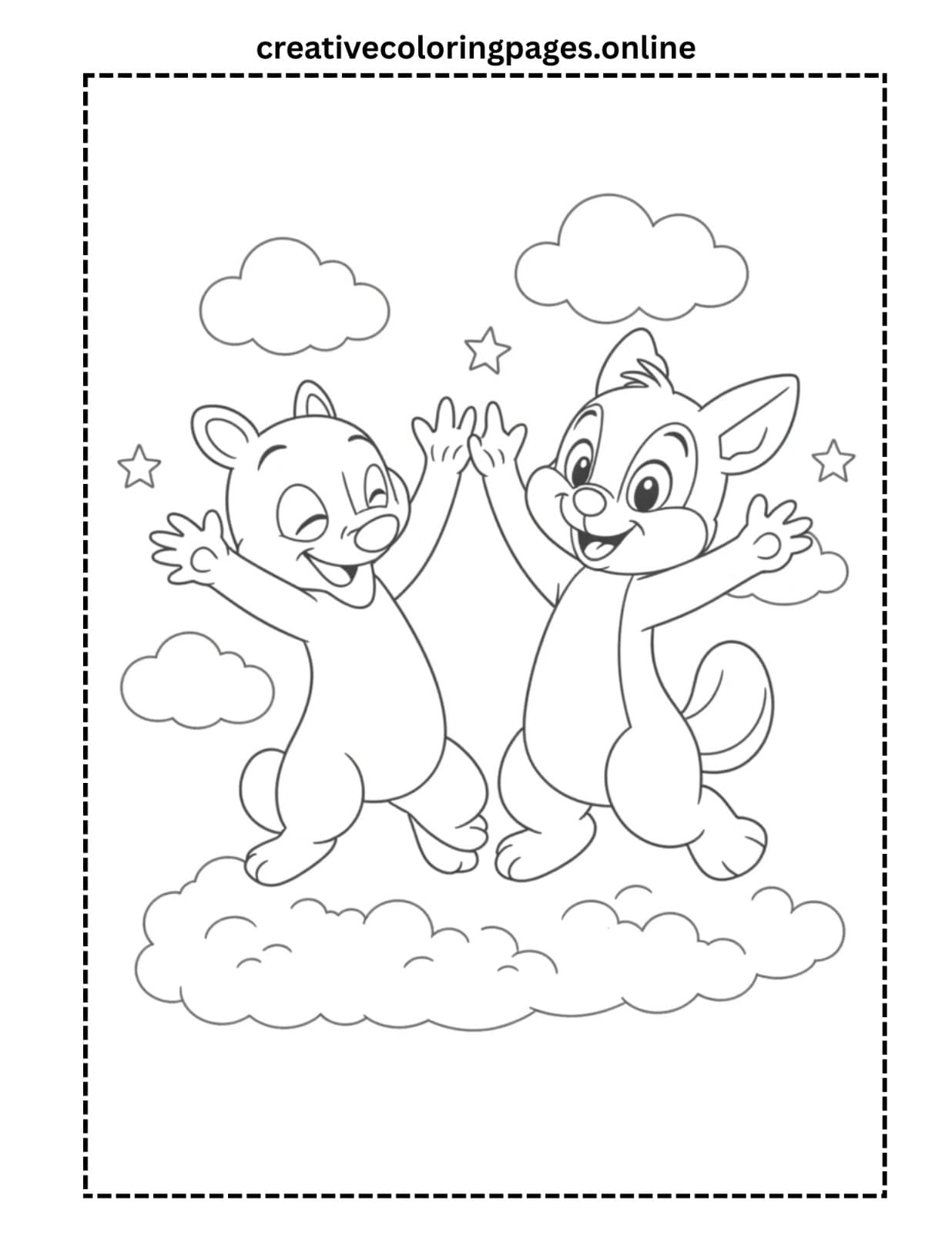 Chip and Dale Laughing Coloring Page PDF - Image 1