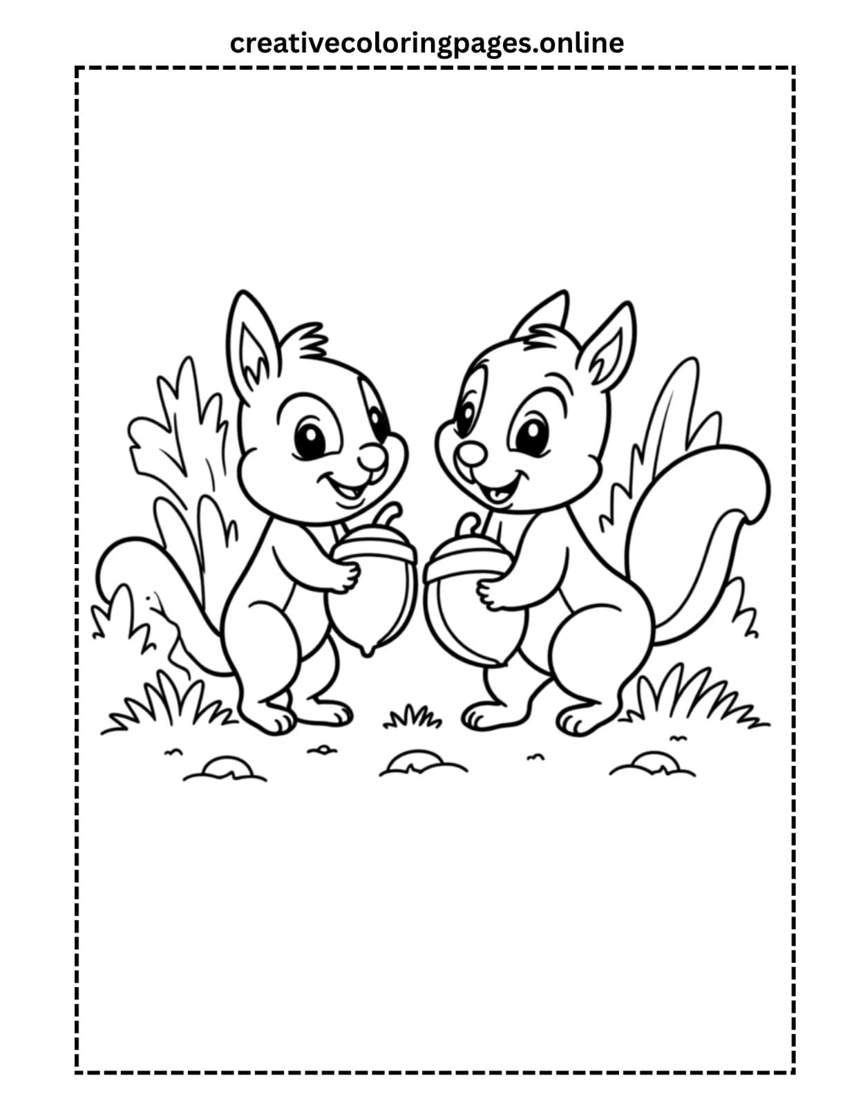 Chip and Dale Acorn Coloring Page PDF - Image 1