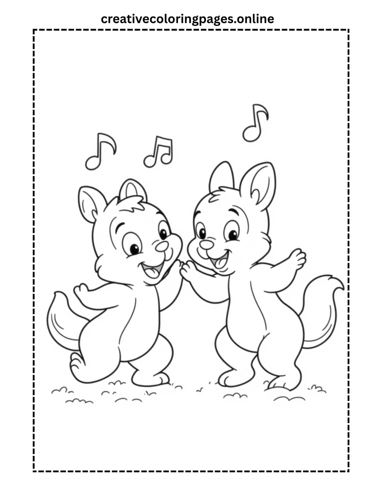 Chip and Dale Dancing Coloring Page PDF - Image 1