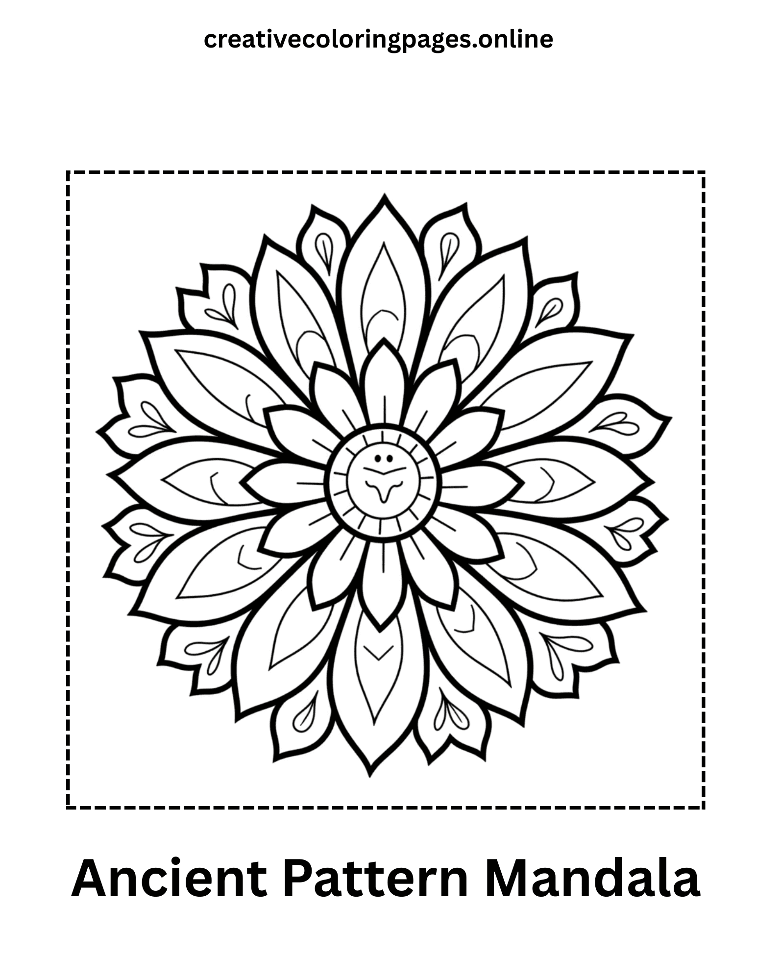 Ancient Pattern Mandala Coloring Page - Image 1