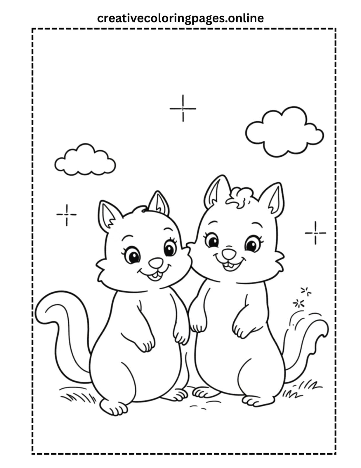 Chip and Dale StandingColoring Page PDF - Image 1