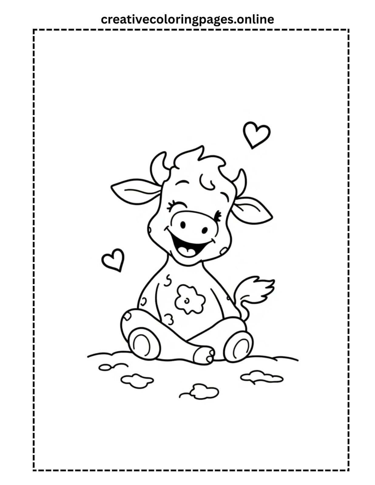 Clarabelle Cow Sitting Coloring Page PDF - Image 1