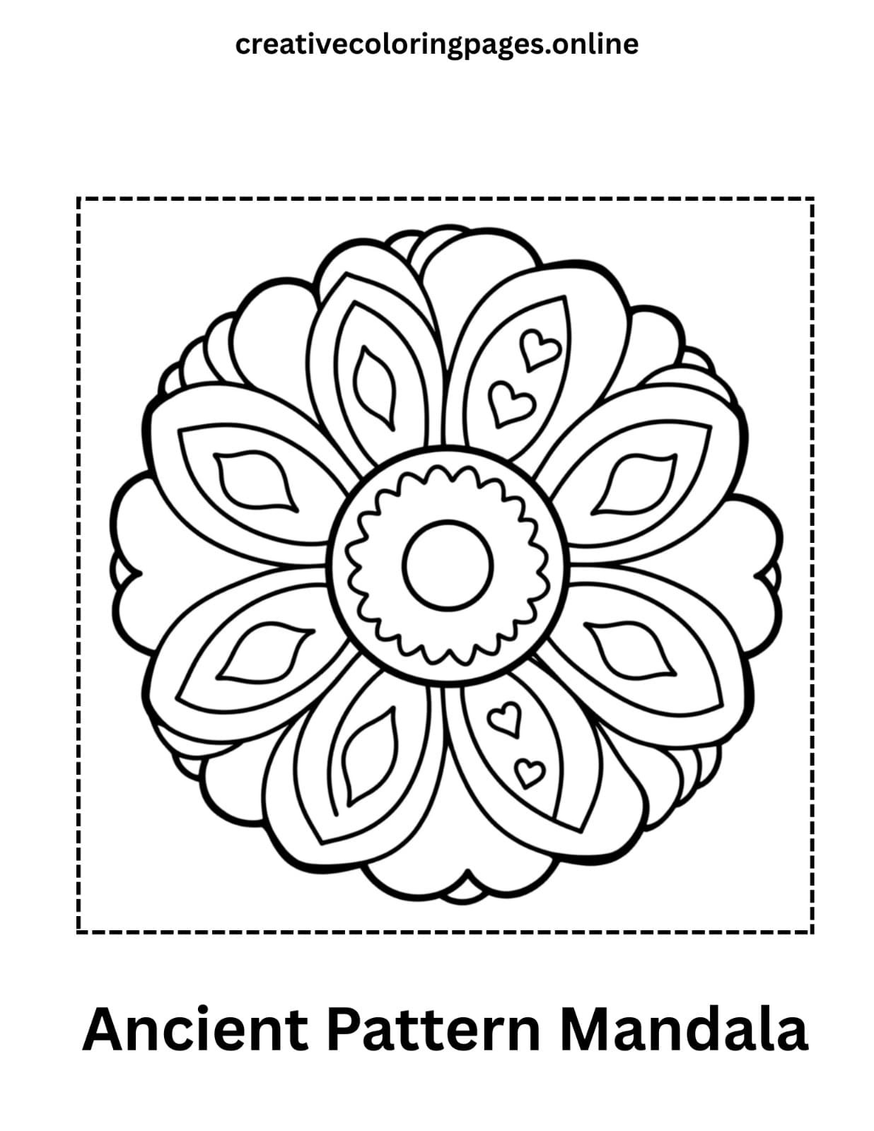 Ancient Pattern Mandala Coloring Page - Free PDF - Image 1