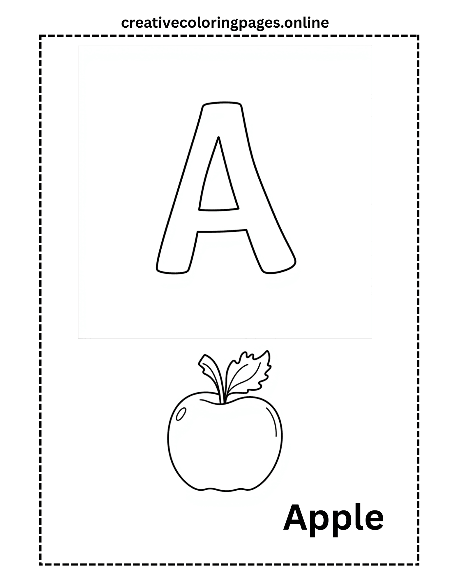 A Coloring Page - Apple Alphabet Free - Image 1