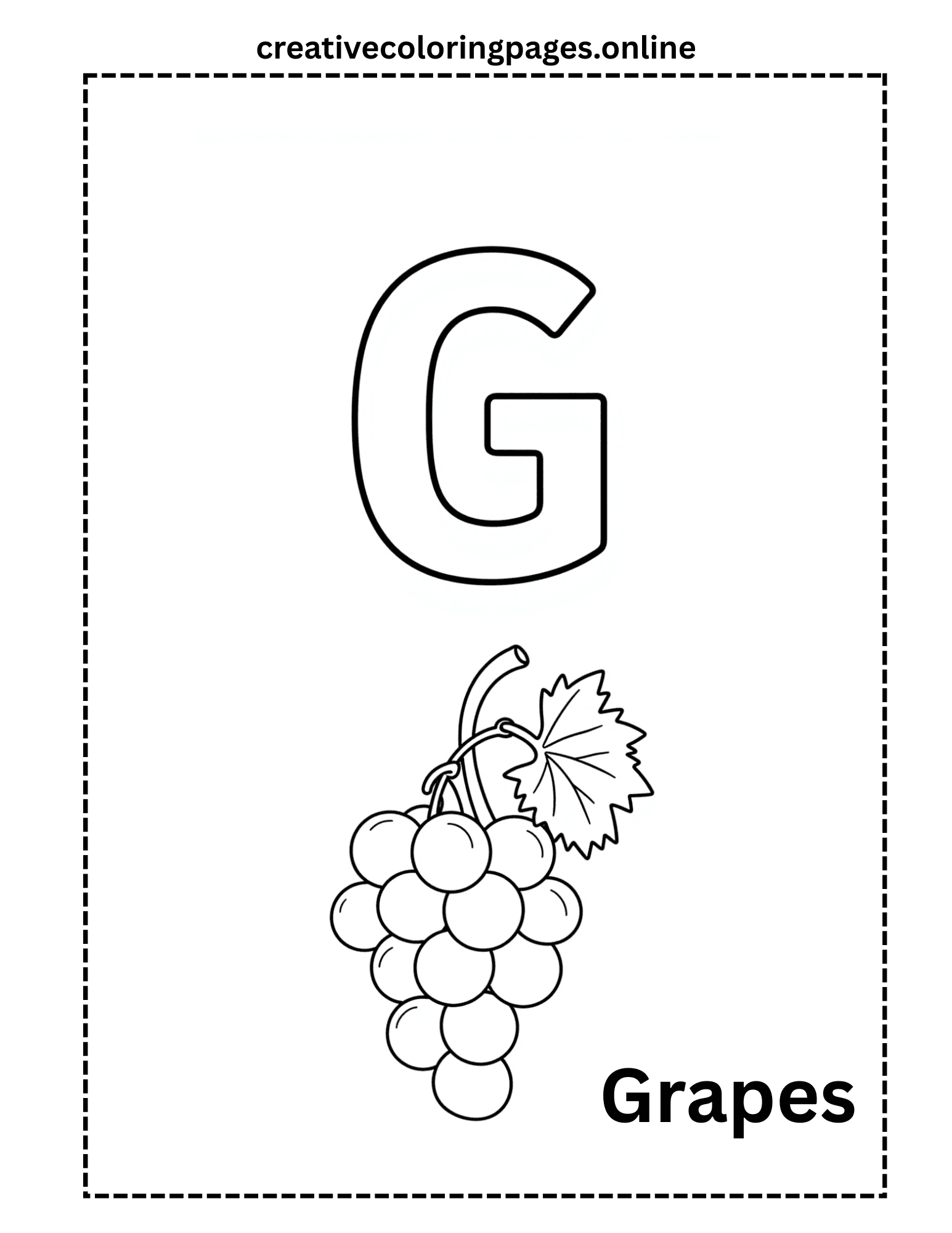 Free Letter G Grapes Coloring Page - Image 1