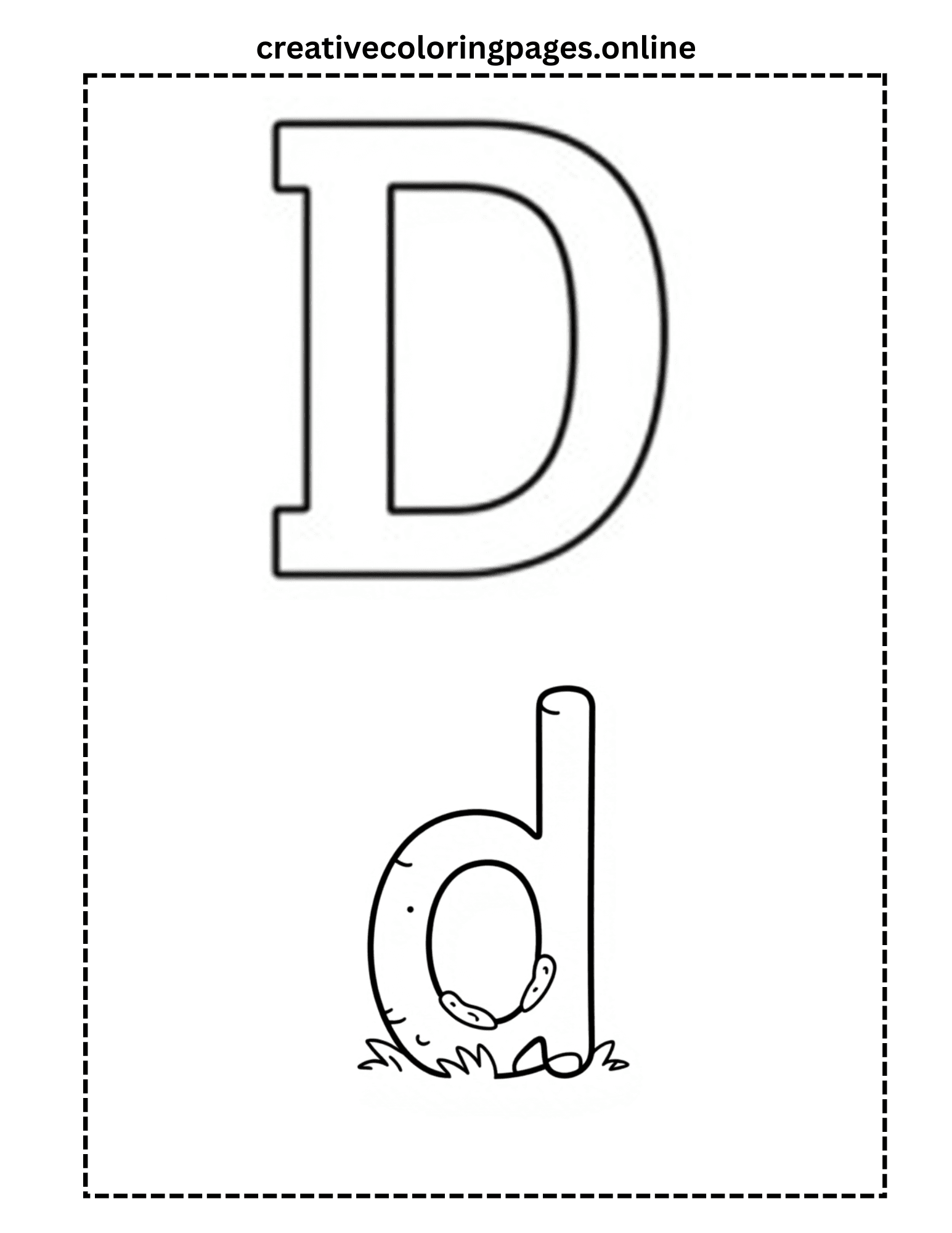 Free Letter D Coloring Page - Uppercase Lowercase - Image 1