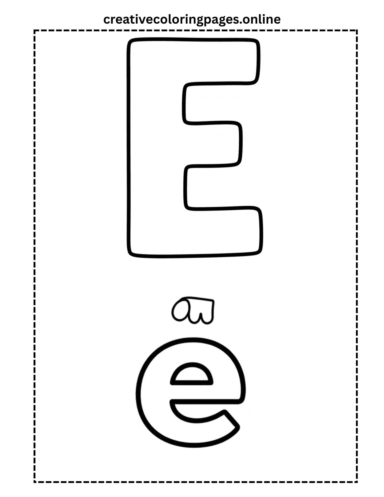 Free Letter E Coloring Page - Uppercase Lowercase - Image 1