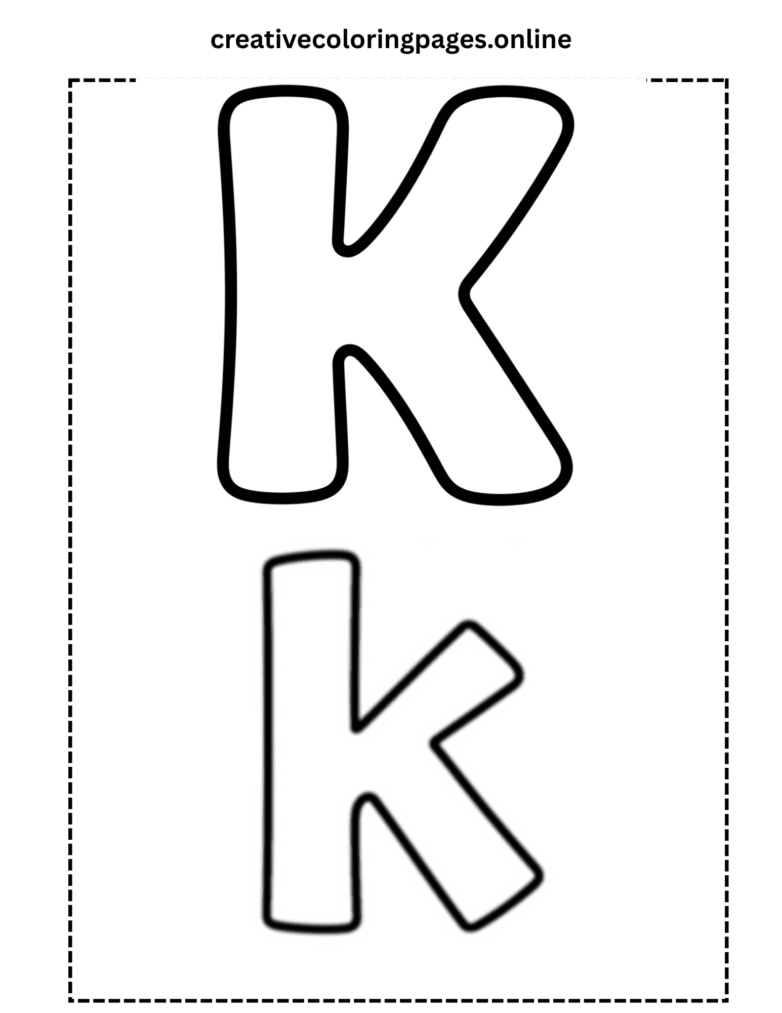 Free Letter K Coloring Page - Uppercase Lowercase