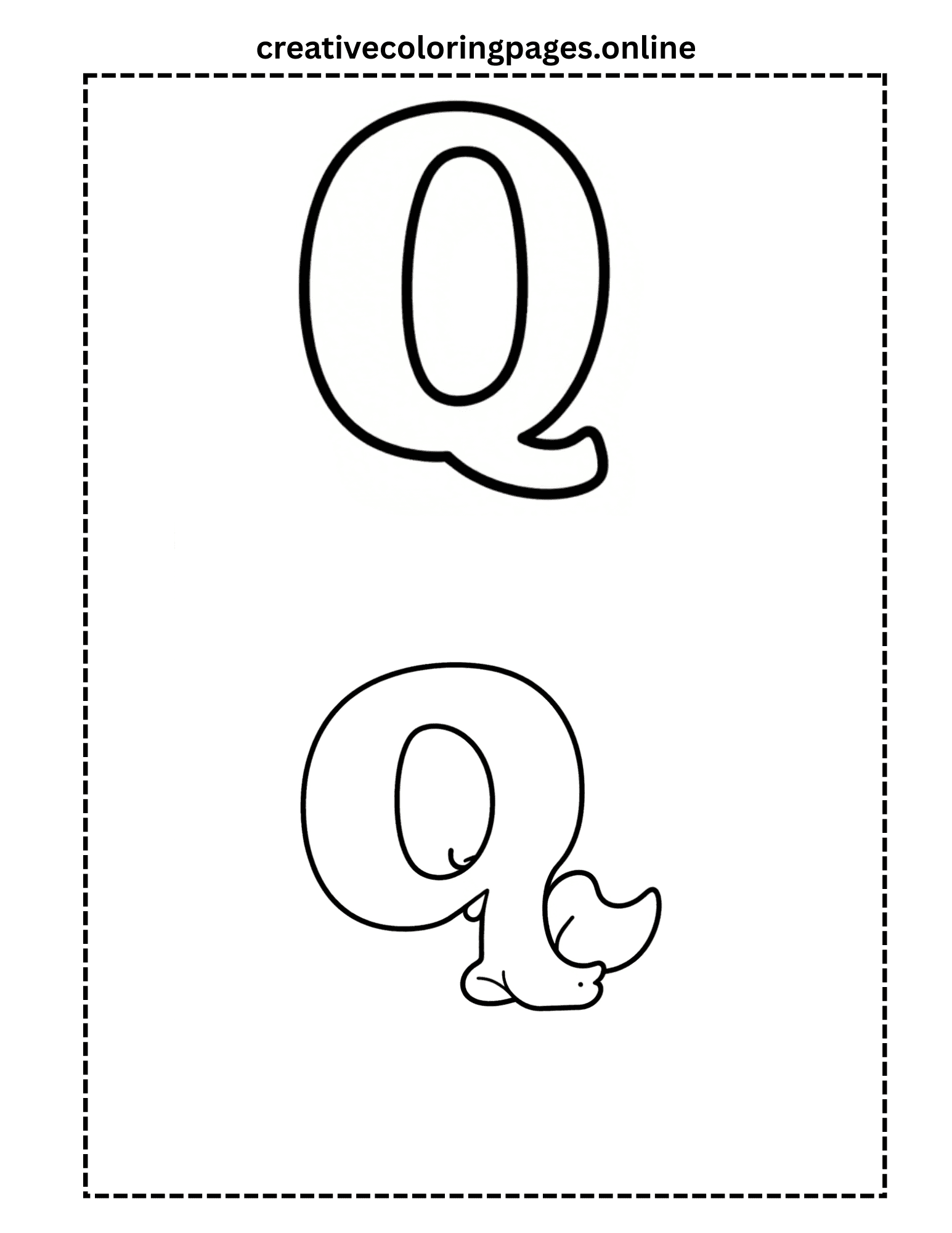 Free Letter Q Coloring Page - Uppercase Lowercase Alphabet - Image 1
