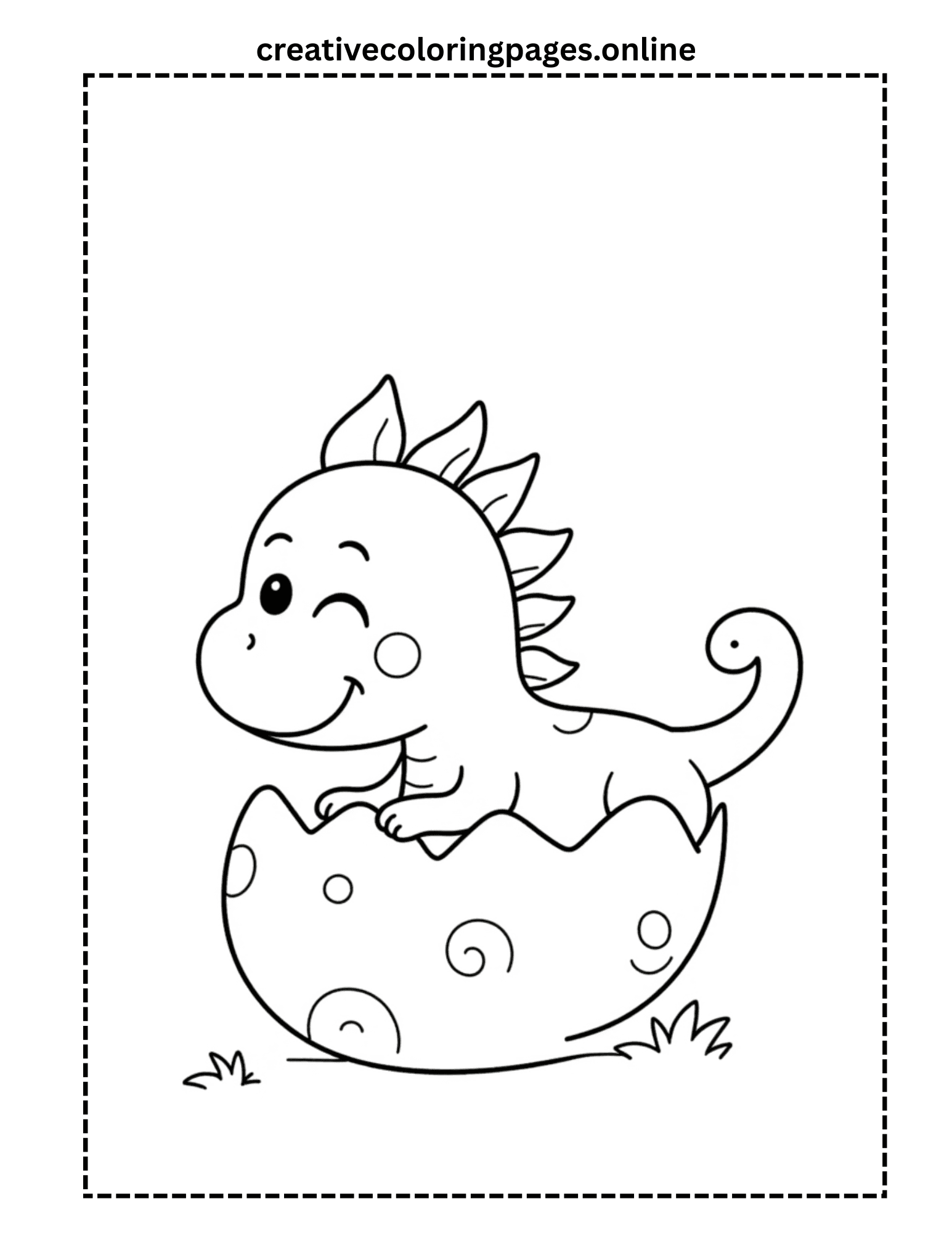 Baby Dinosaur Coloring Page - Hatching from Egg - Image 1