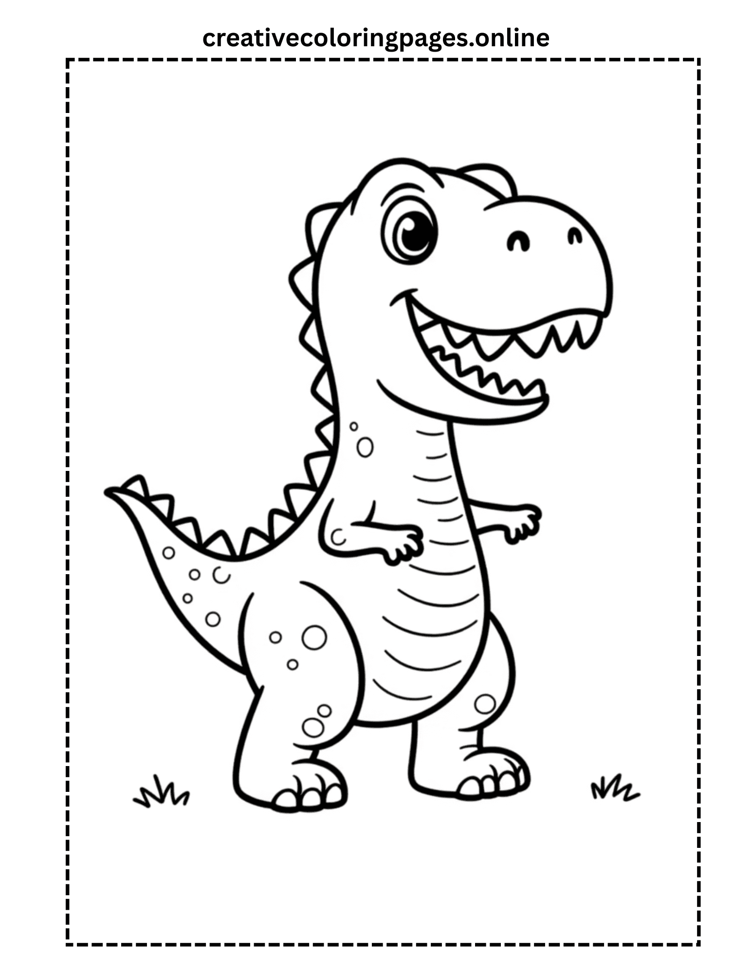 Cute T-Rex Coloring Page - Friendly Dinosaur - Image 1
