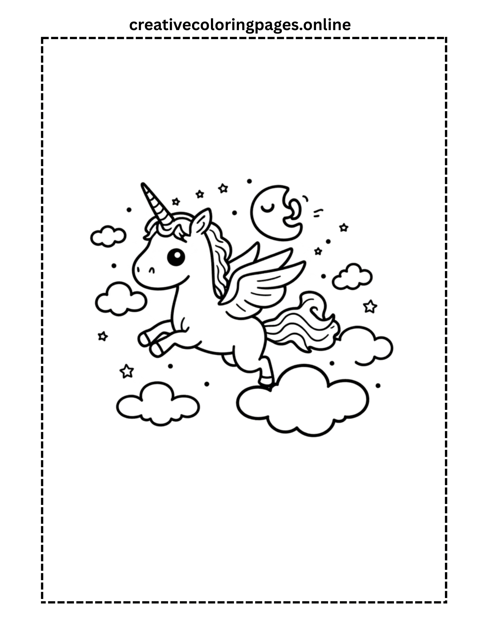 Flying Unicorn Coloring Page - Magical Alicorn - Image 1