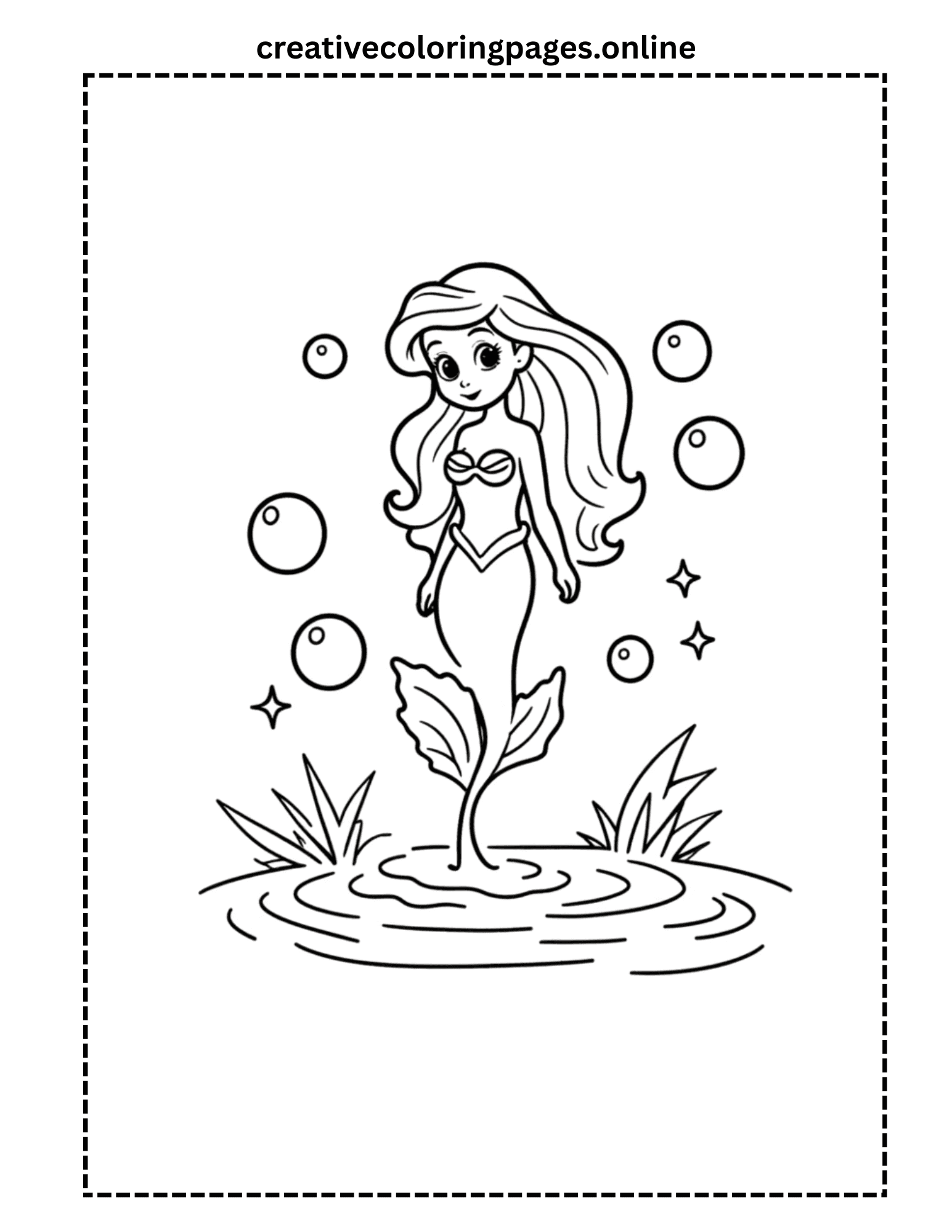 Mermaid Coloring Page - Underwater Princess - Image 1