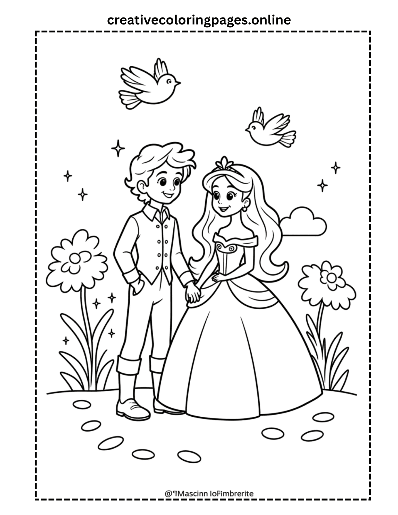 Prince and Princess Coloring Page - Fairytale Romance - Image 1