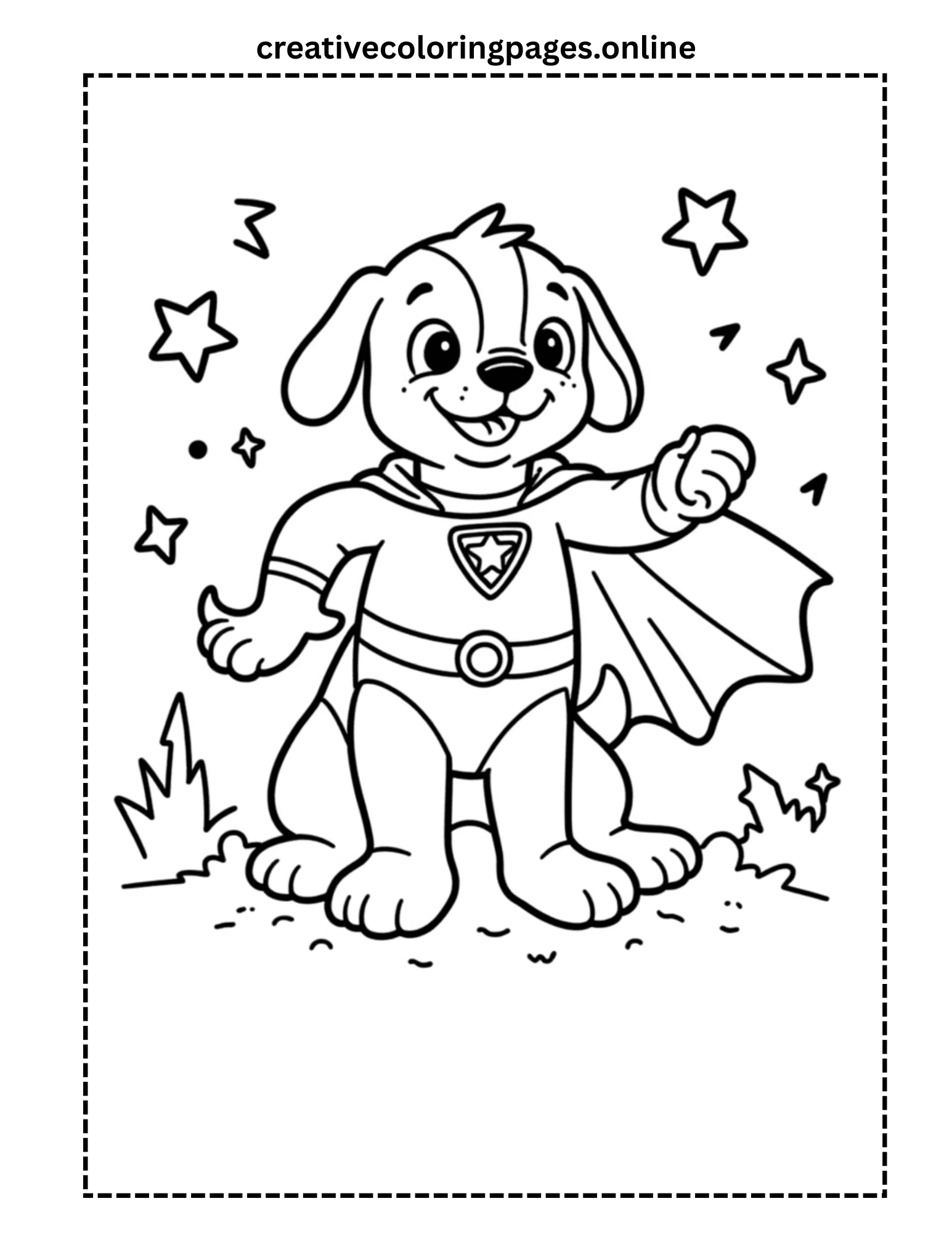 Superhero Dog Coloring Page - Cute Puppy Hero - Image 1