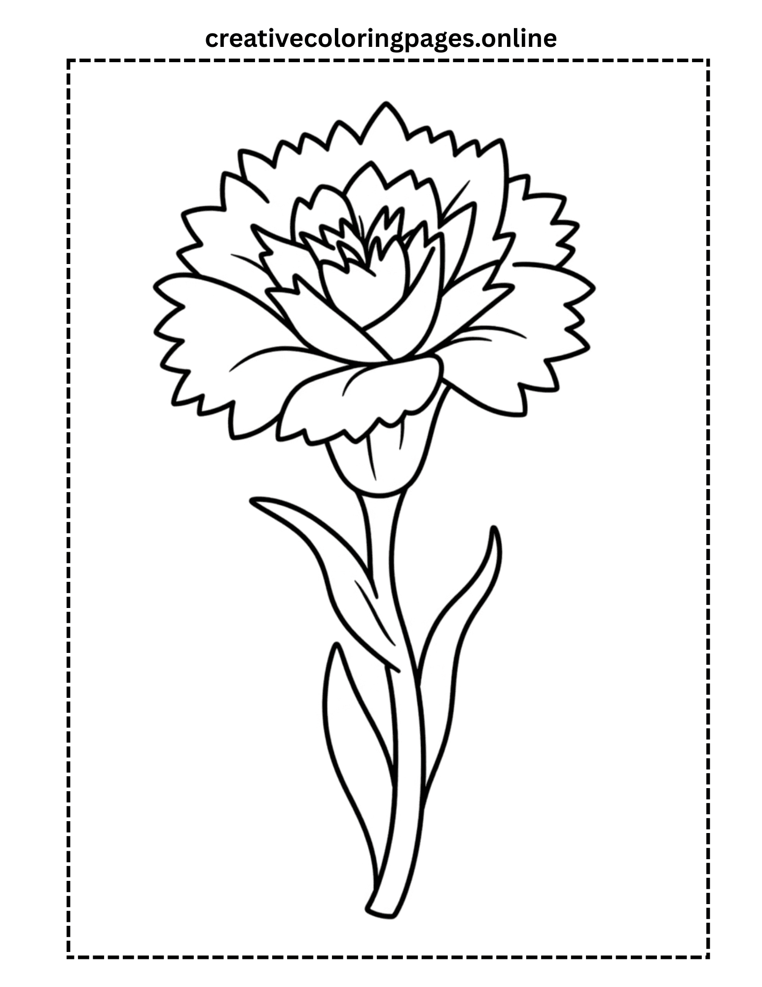 Carnation Flower Coloring Page - Botanical - Image 1