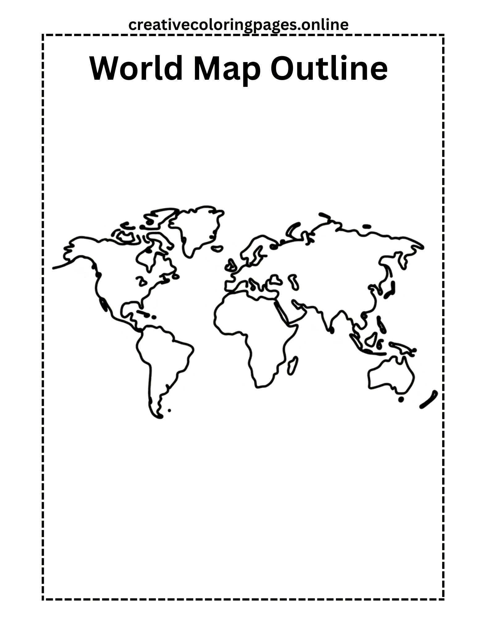 World Map Coloring Page - Continent Outline - Image 1