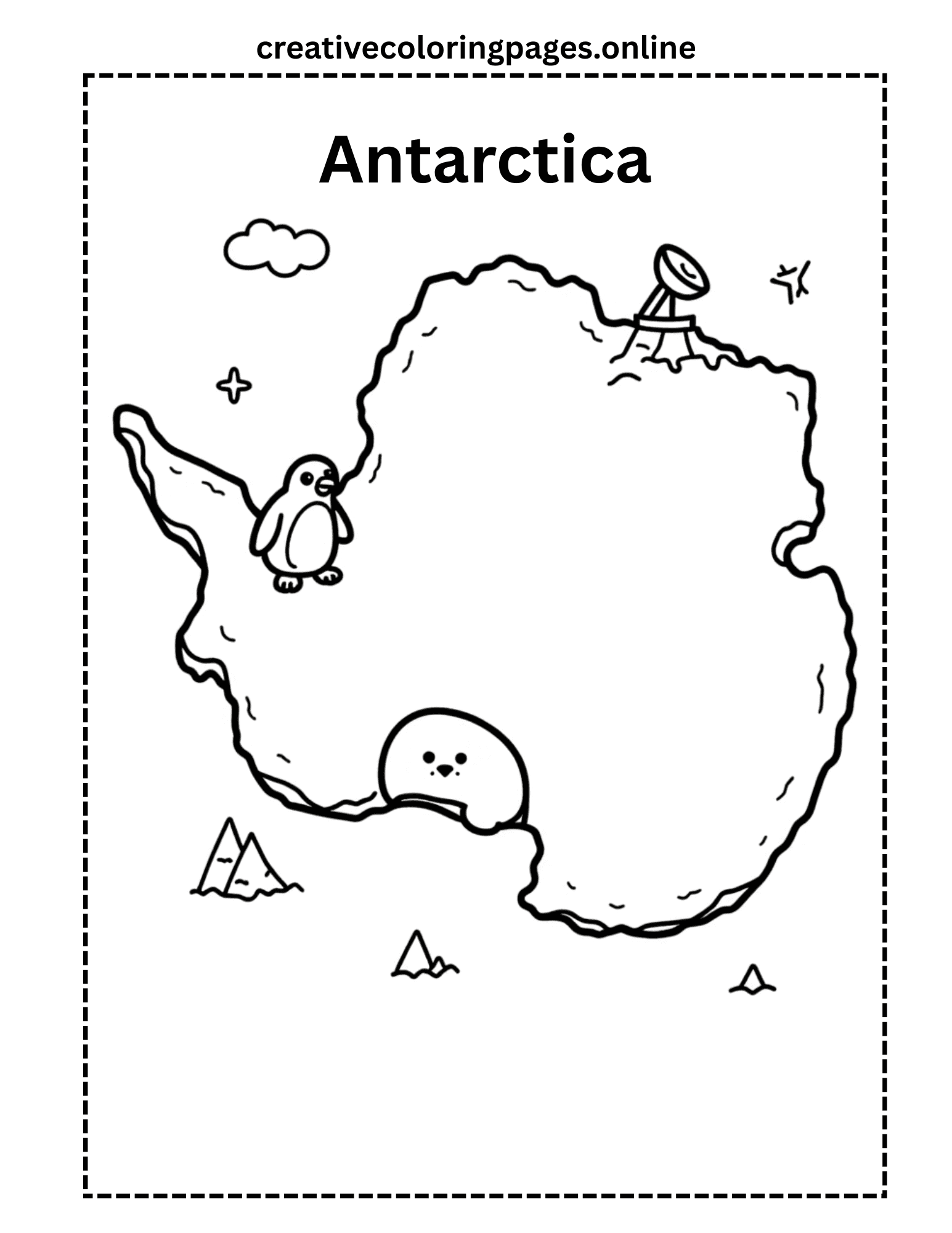 Antarctica Coloring Page - Continent & Animals - Image 1