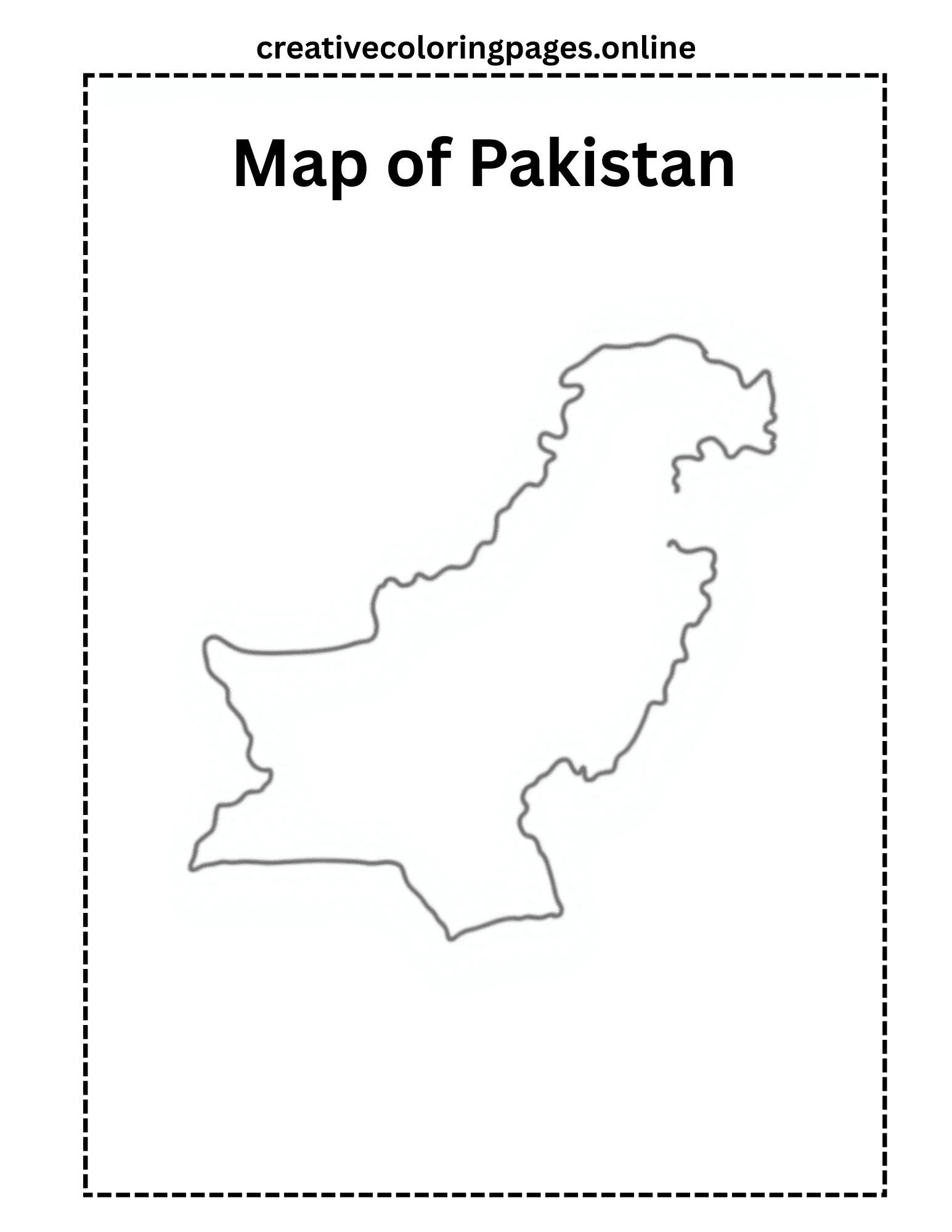 Pakistan Map Coloring Page - Country Outline