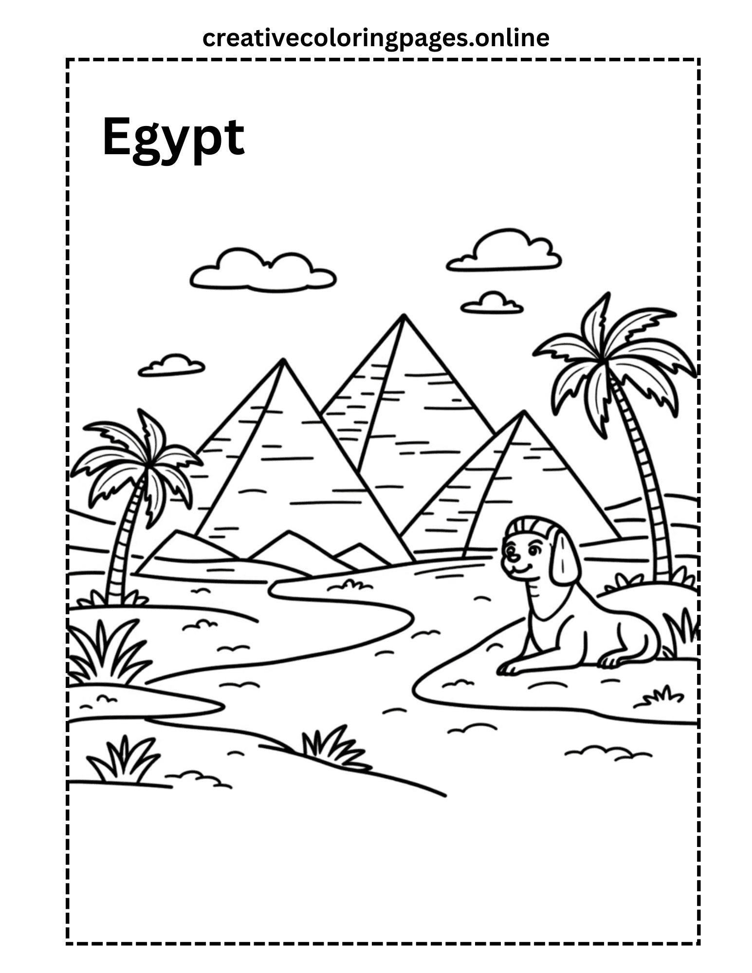 Egypt Coloring Page - Pyramids & Sphinx - Image 1