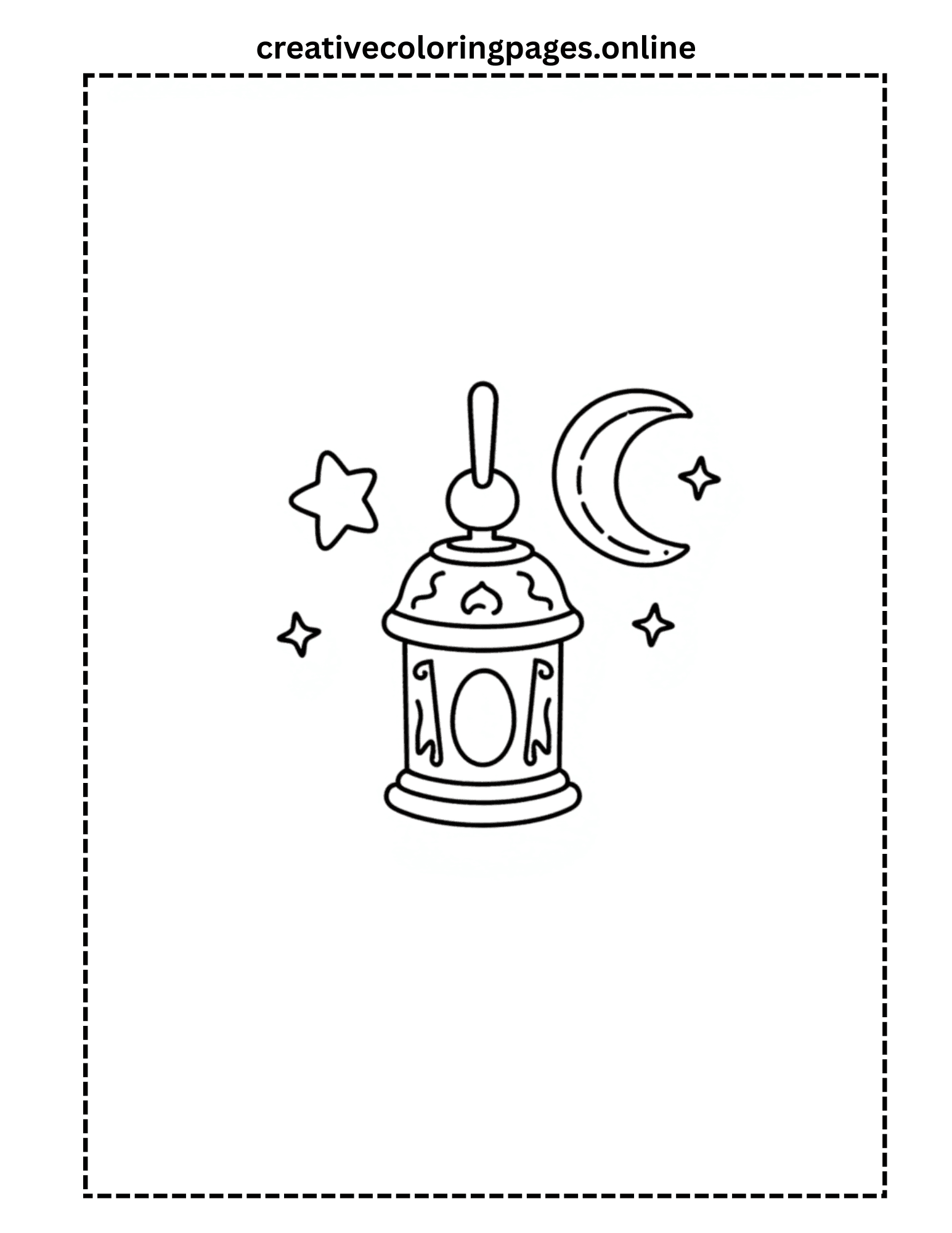 Ramadan Lantern Coloring Page - Moon & Stars - Image 1