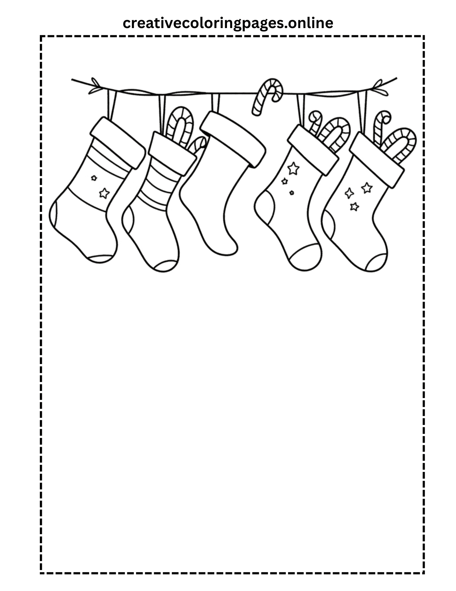 Christmas Stockings Coloring Page - Candy Canes - Image 1