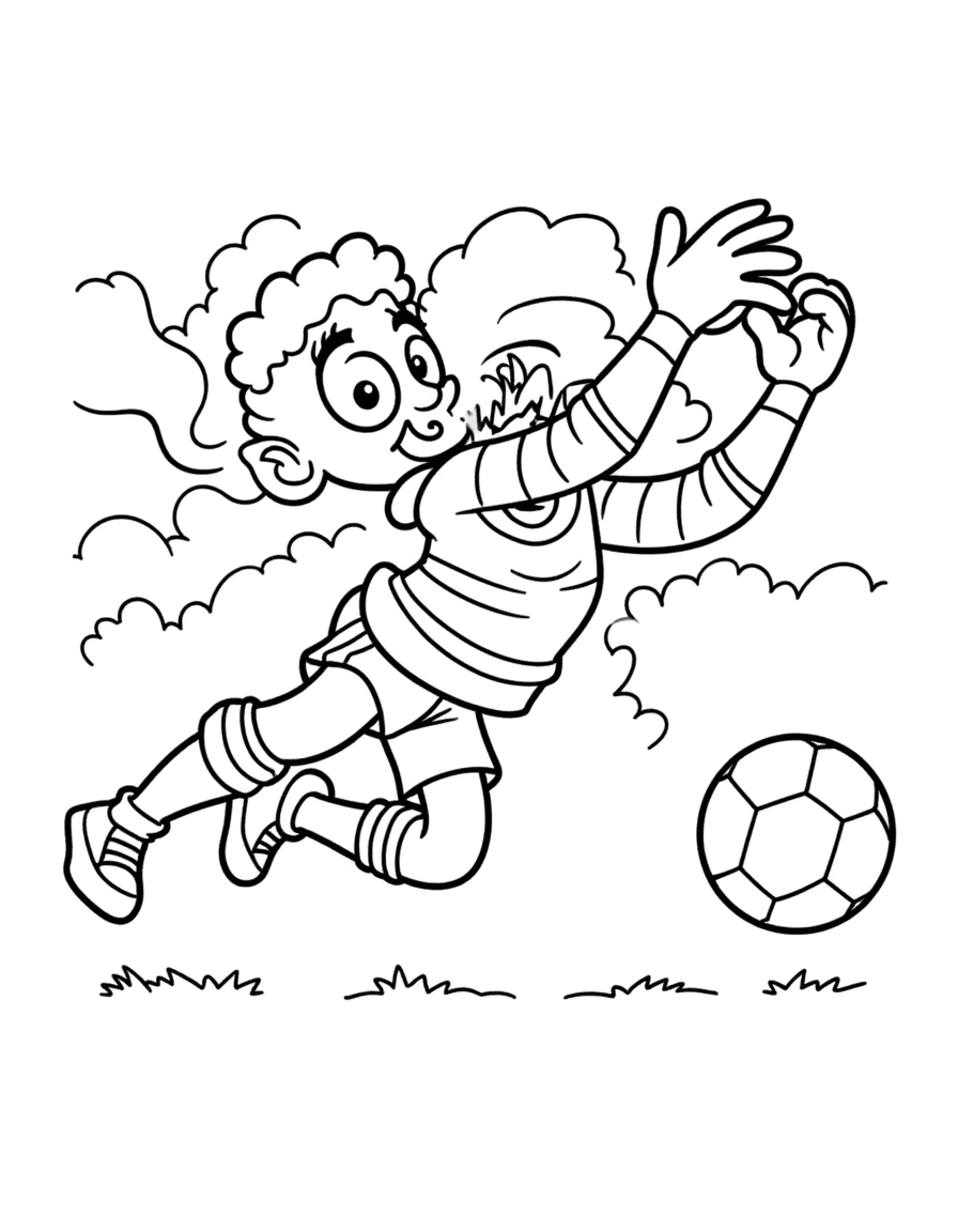 Soccer Goalkeeper Coloring Page - Goalie Save - Image 1