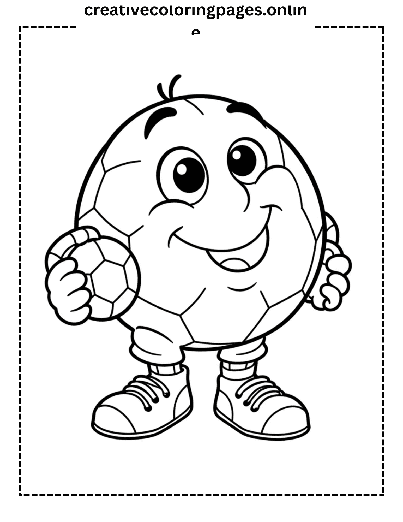Soccer Ball Character Coloring Page - Cute Football - Image 1