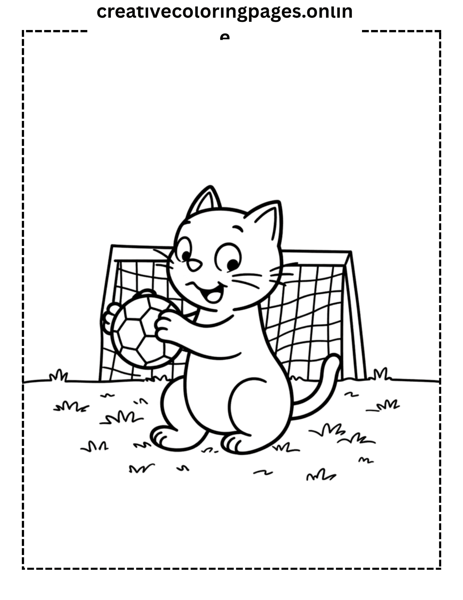 Cat Soccer Coloring Page - Football Goalkeeper