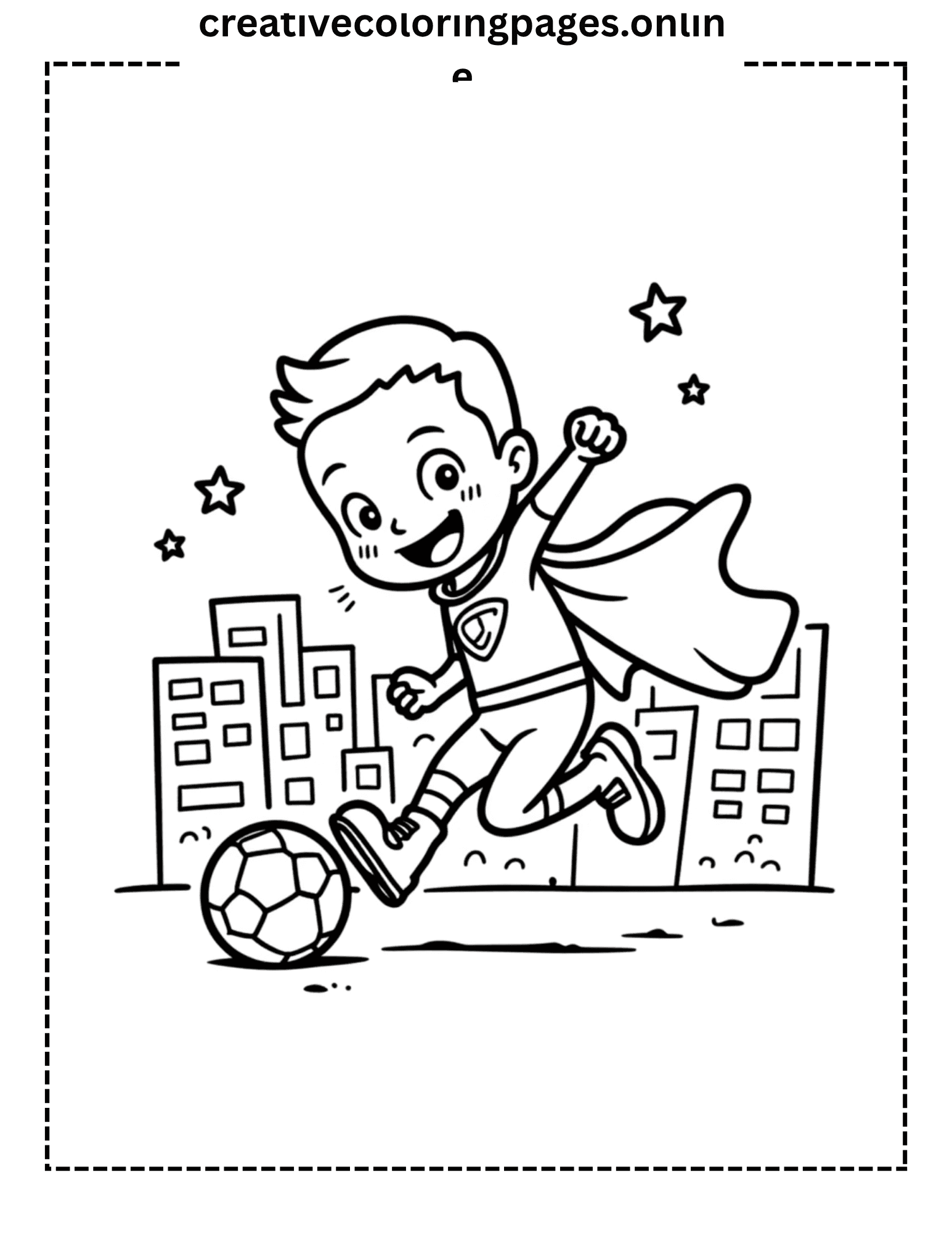 Superhero Soccer Coloring Page - Child Football Hero
