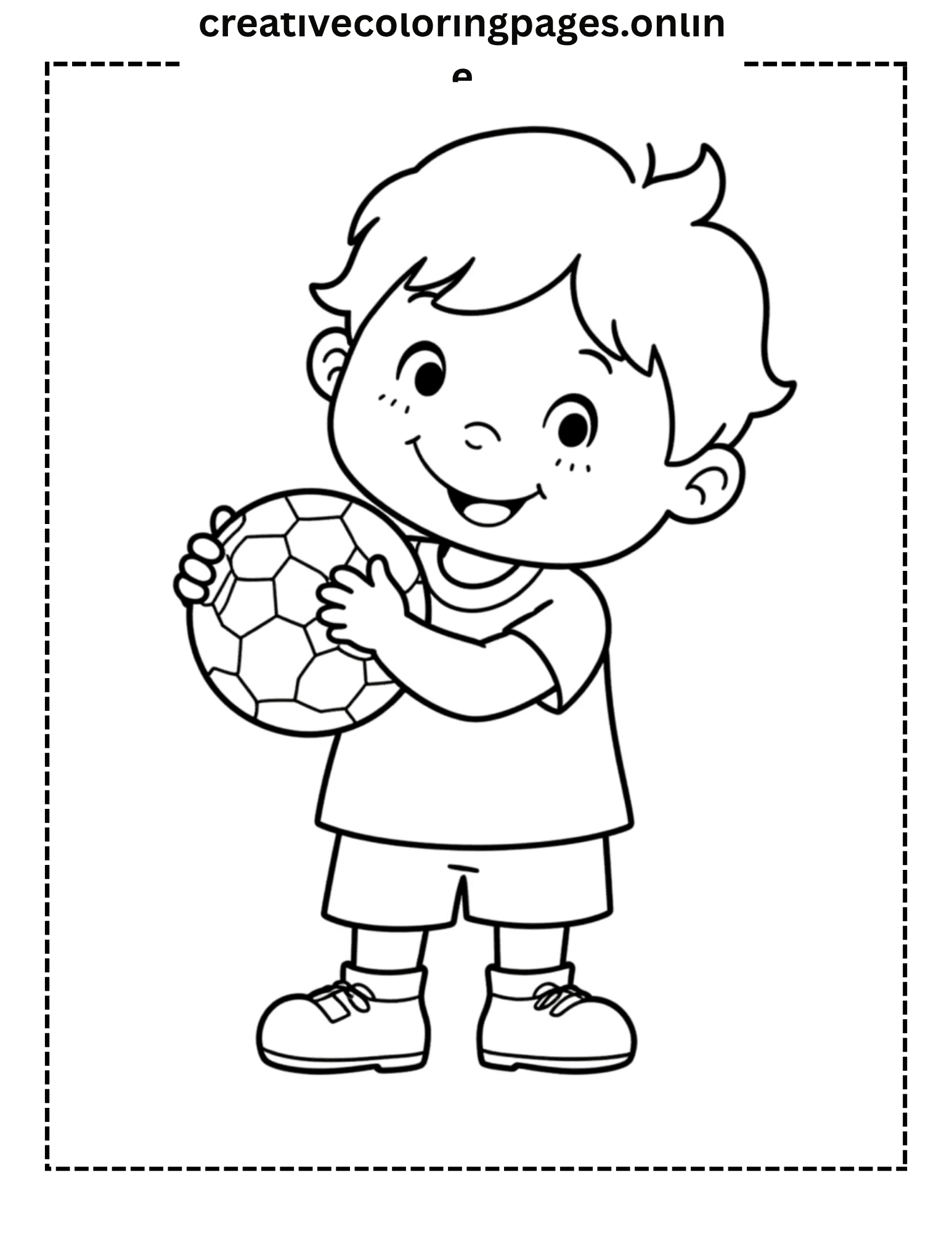 Child Soccer Coloring Page - Toddler with Football - Image 1