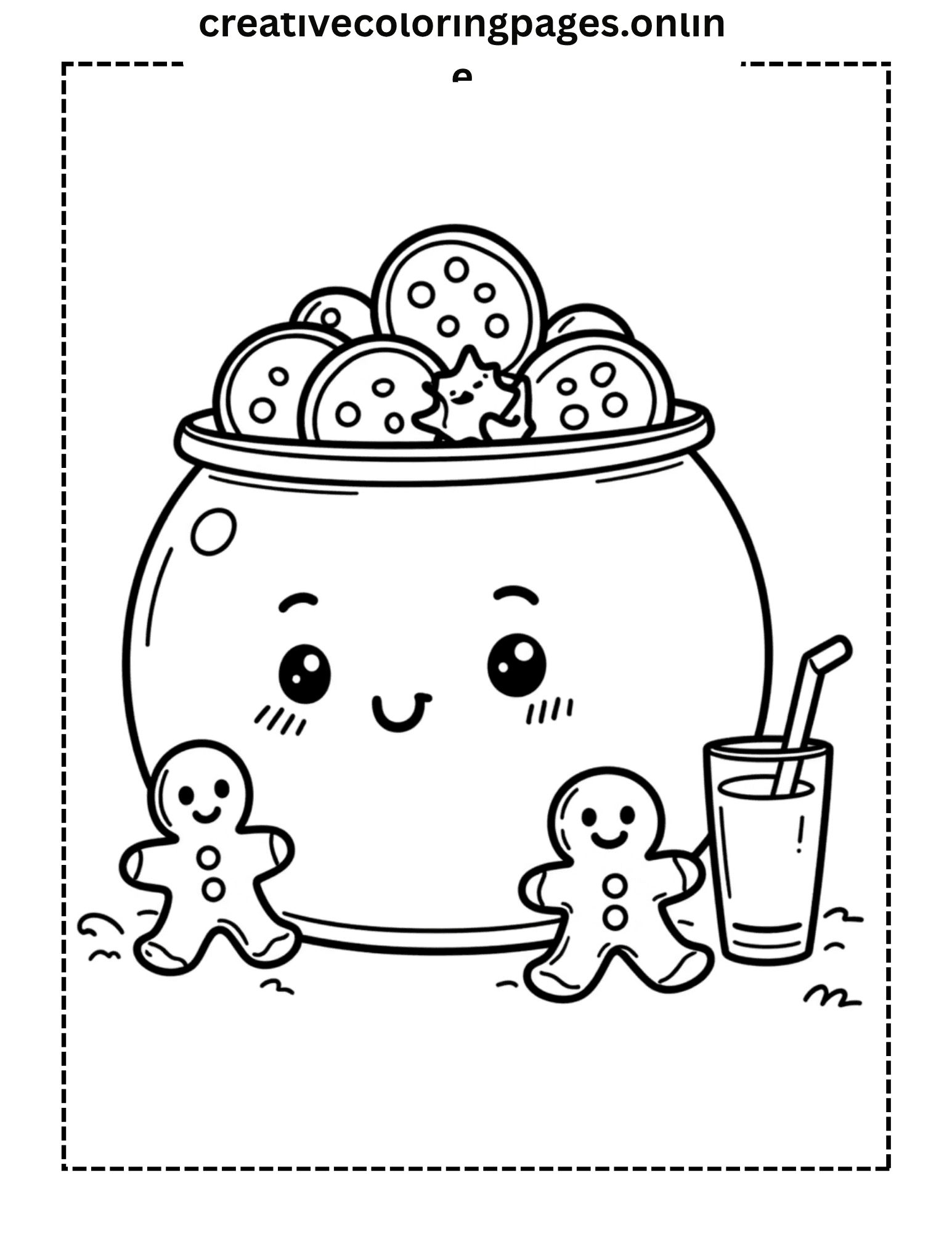 Kawaii Cookie Jar Coloring Page - Cute Food - Image 1