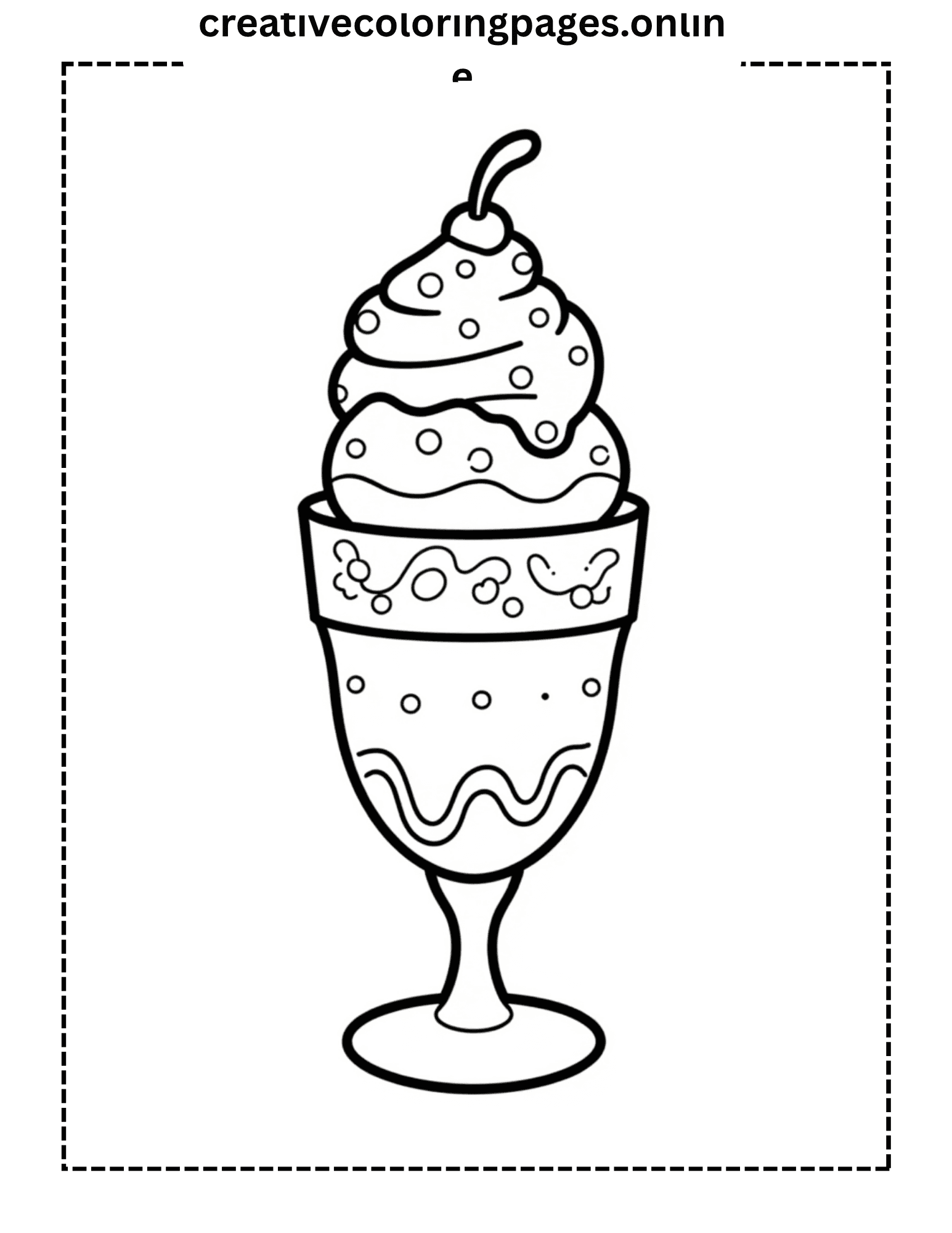 Ice Cream Sundae Coloring Page - Sweet Dessert - Image 1