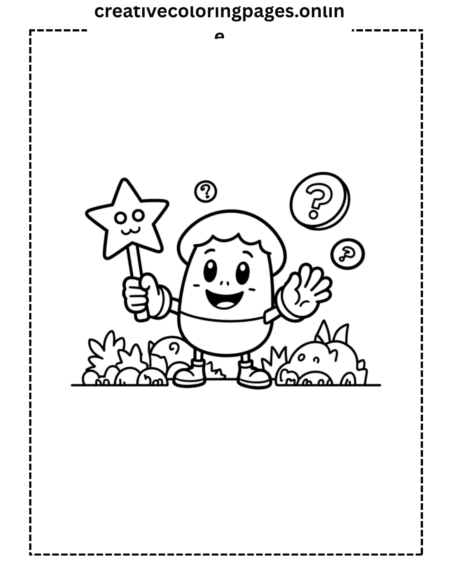 Learning Character Coloring Page - Star Wand Questions - Image 1
