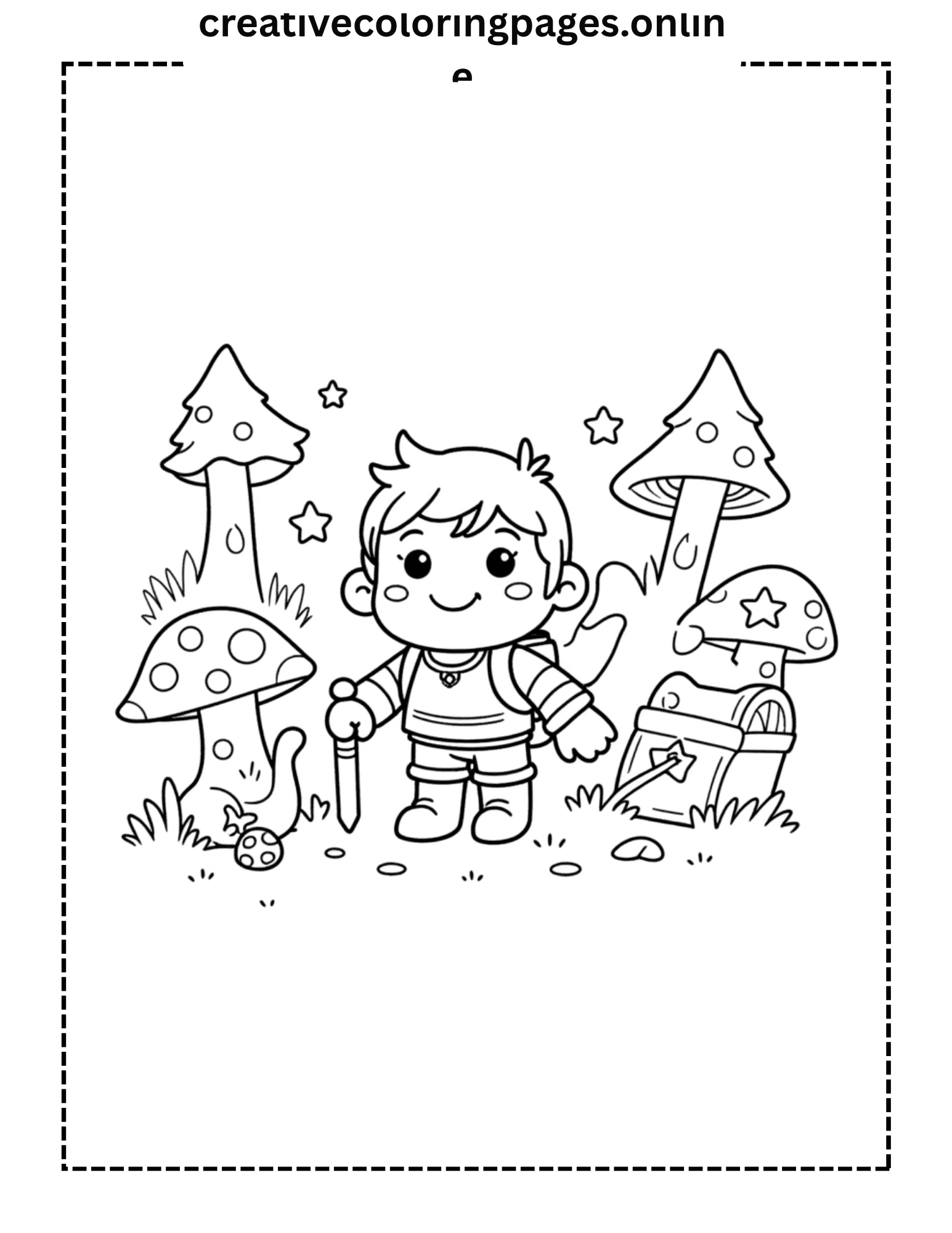 Mushroom Forest Adventure Coloring Page - Treasure - Image 1