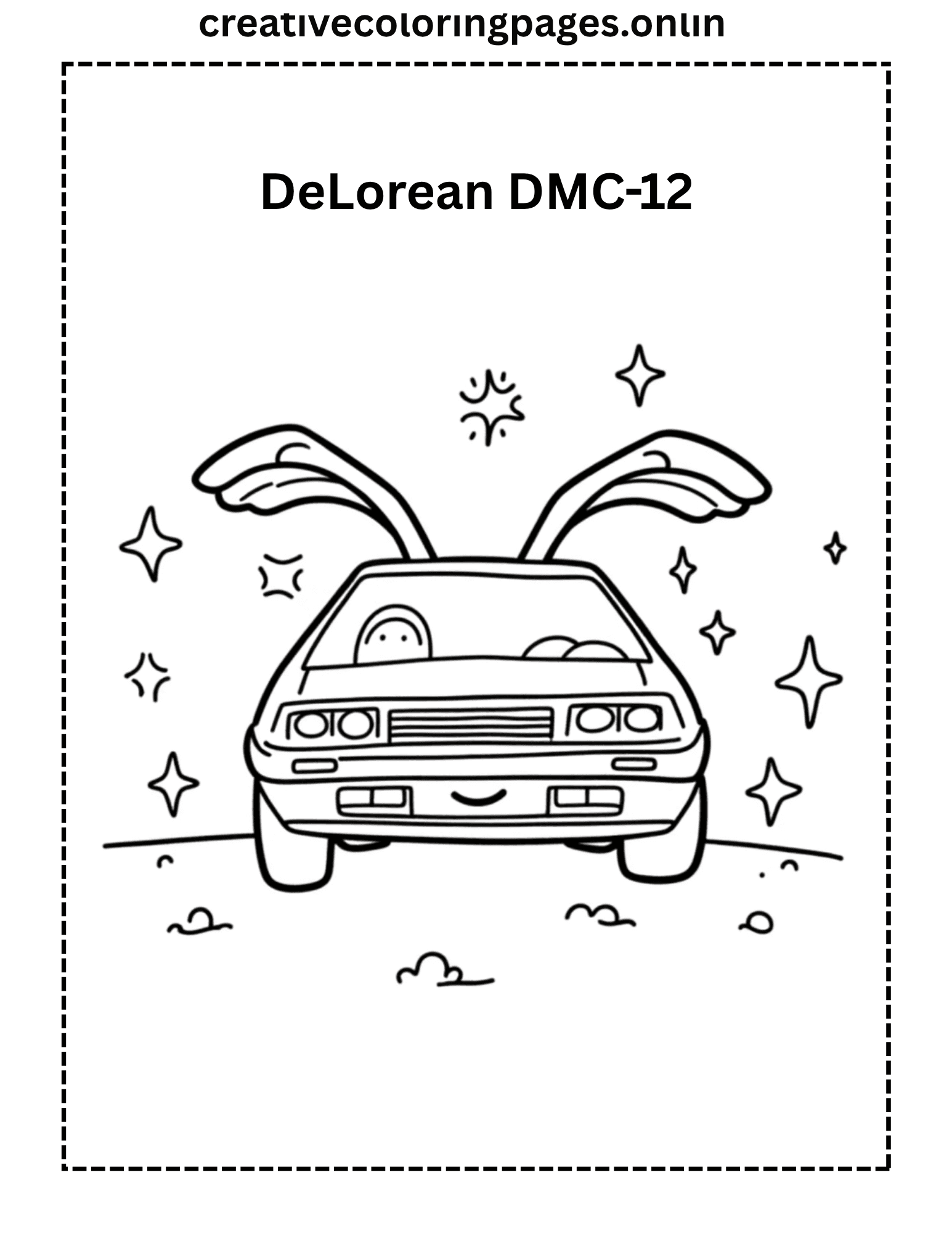 DeLorean DMC-12 Coloring Page - Cute Car - Image 1