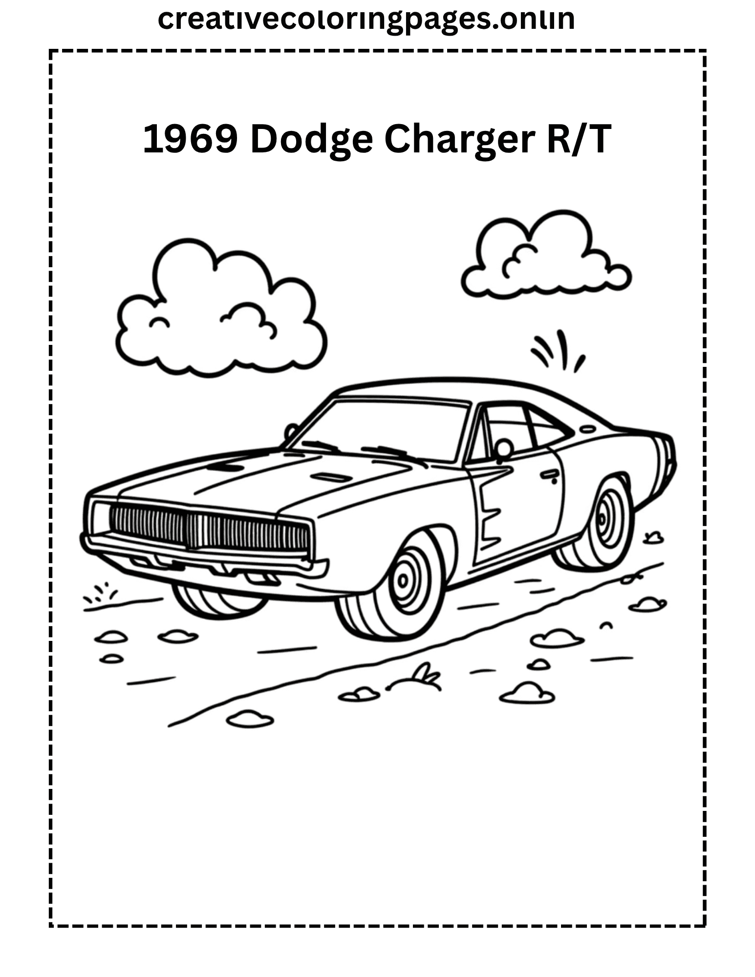 1969 Dodge Charger R/T Coloring Page - Classic Car - Image 1