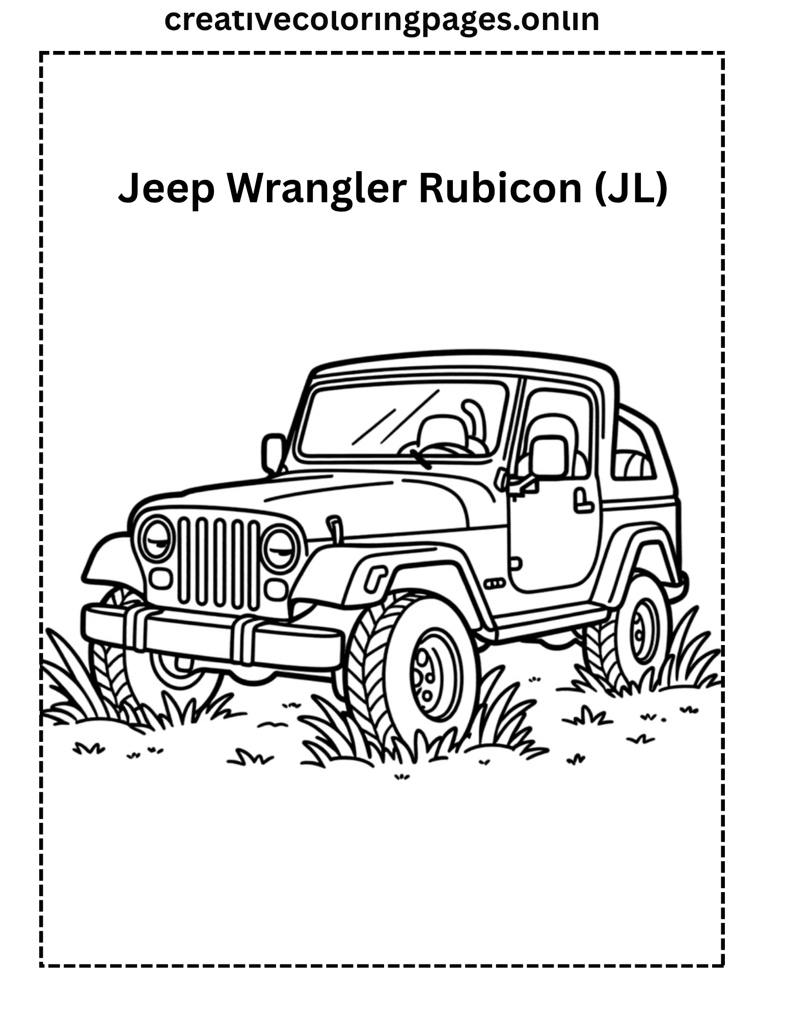 Jeep Wrangler Rubicon JL Coloring Page - Off-Road - Image 1
