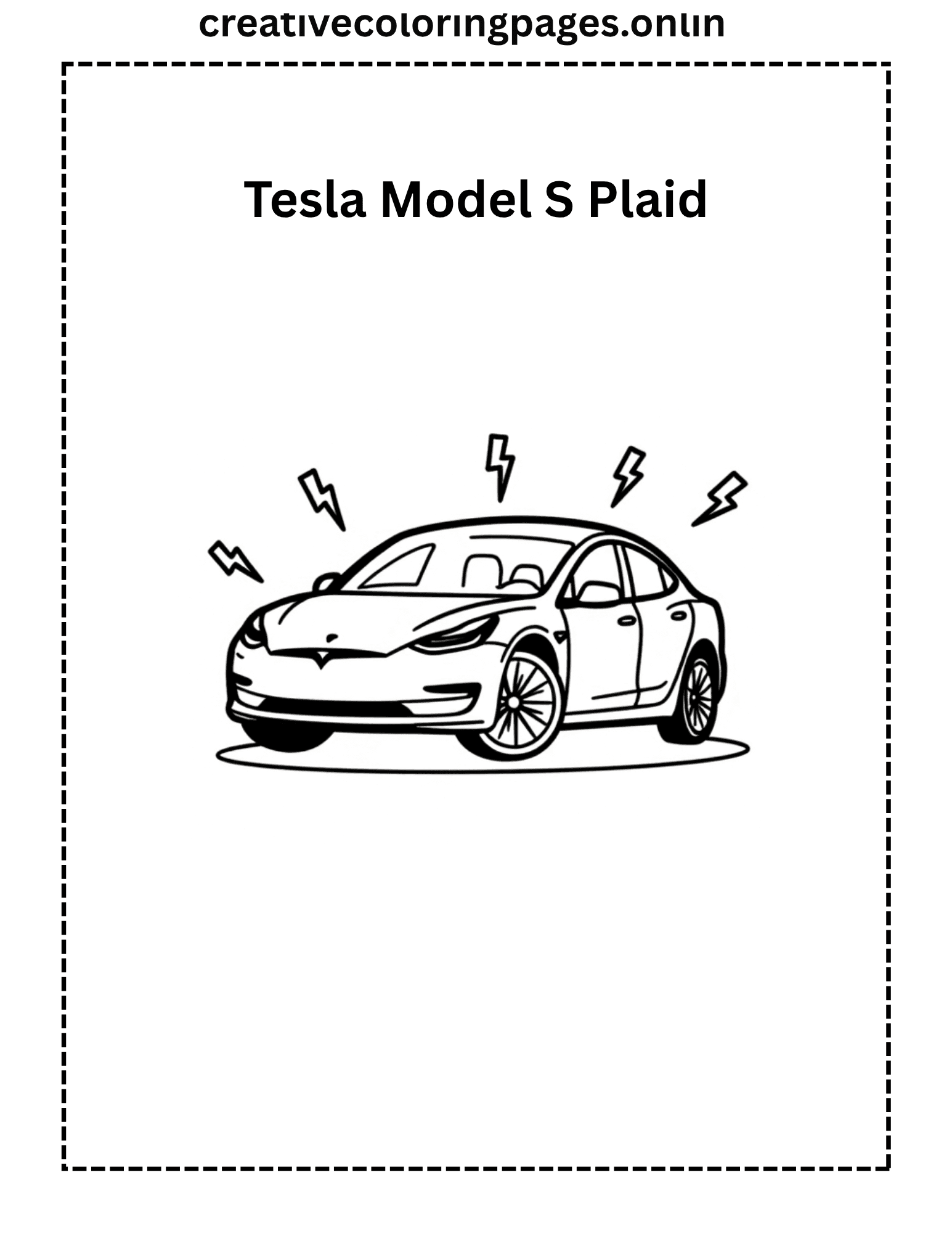 Tesla Model S Plaid Coloring Page - Electric Car