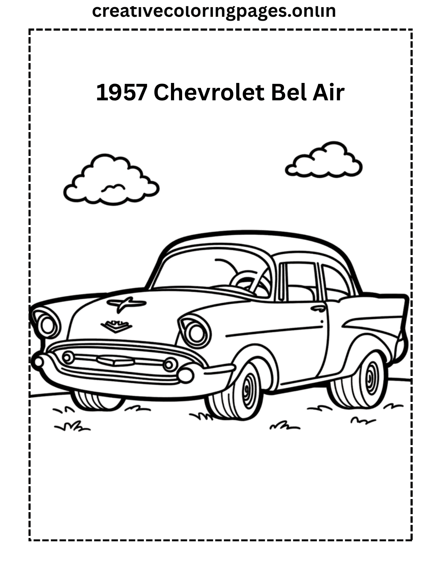1957 Chevrolet Bel Air Coloring Page - Classic Car - Image 1