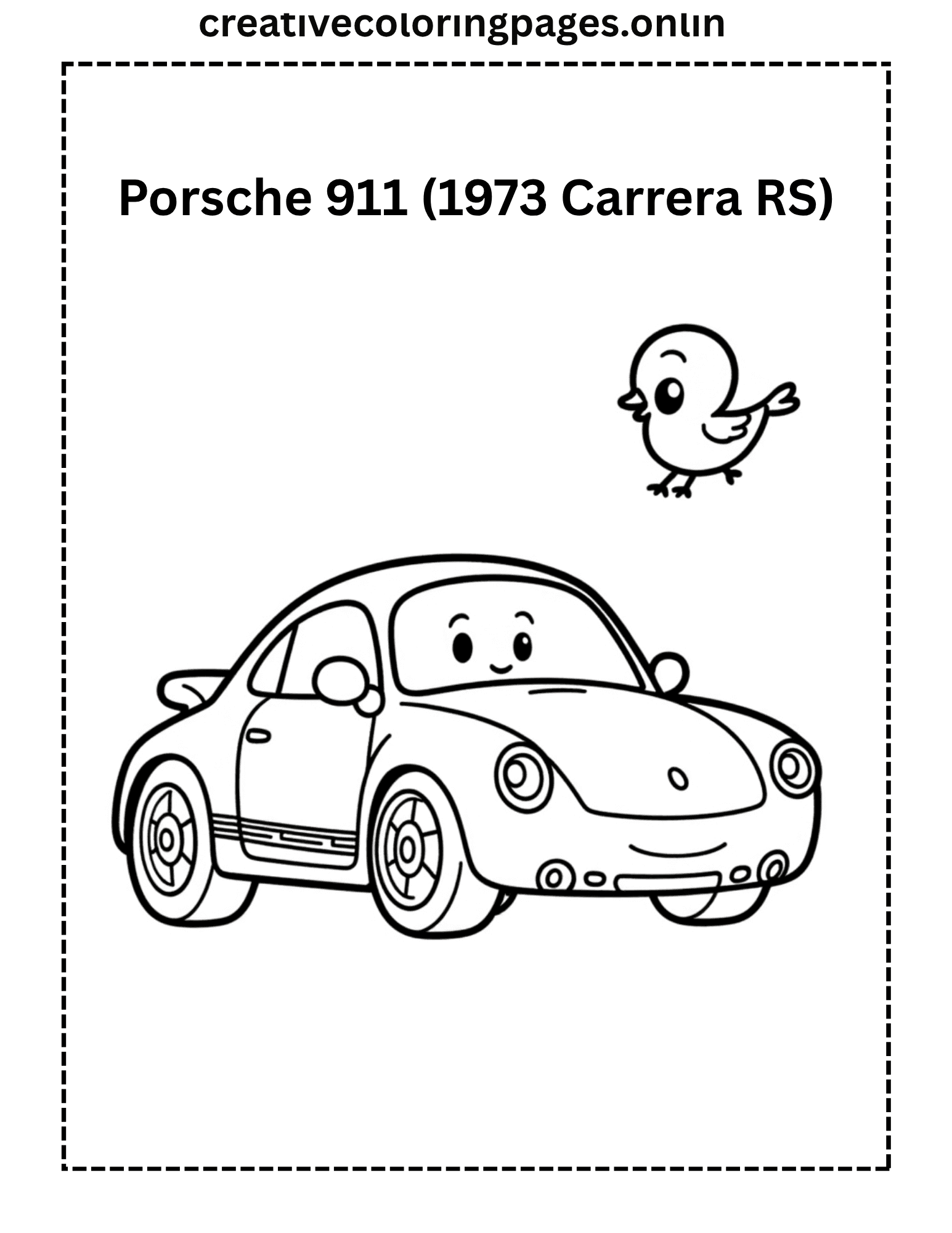 Porsche 911 Carrera RS Coloring Page - Classic Car - Image 1