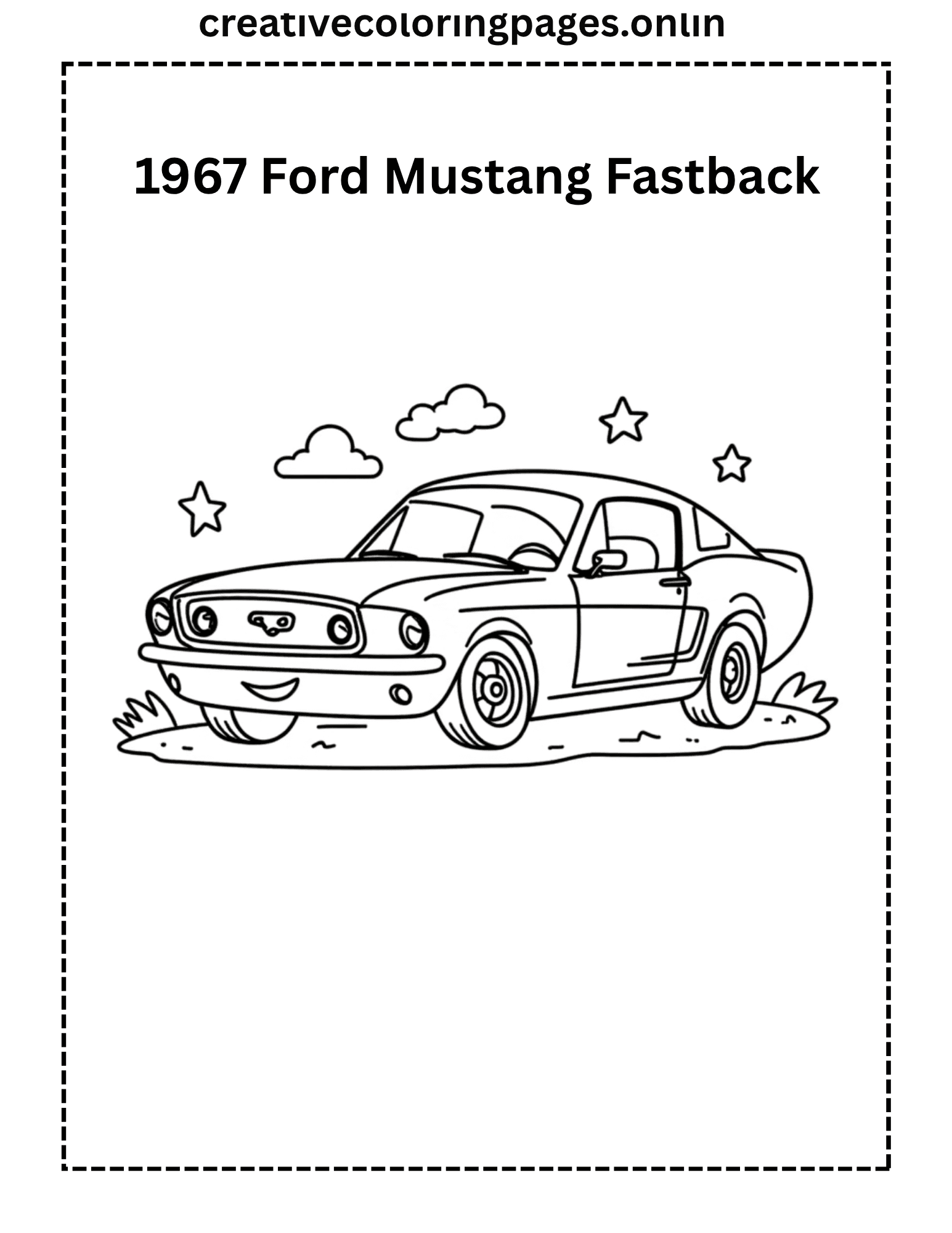 1967 Ford Mustang Fastback Coloring Page - Classic Car - Image 1