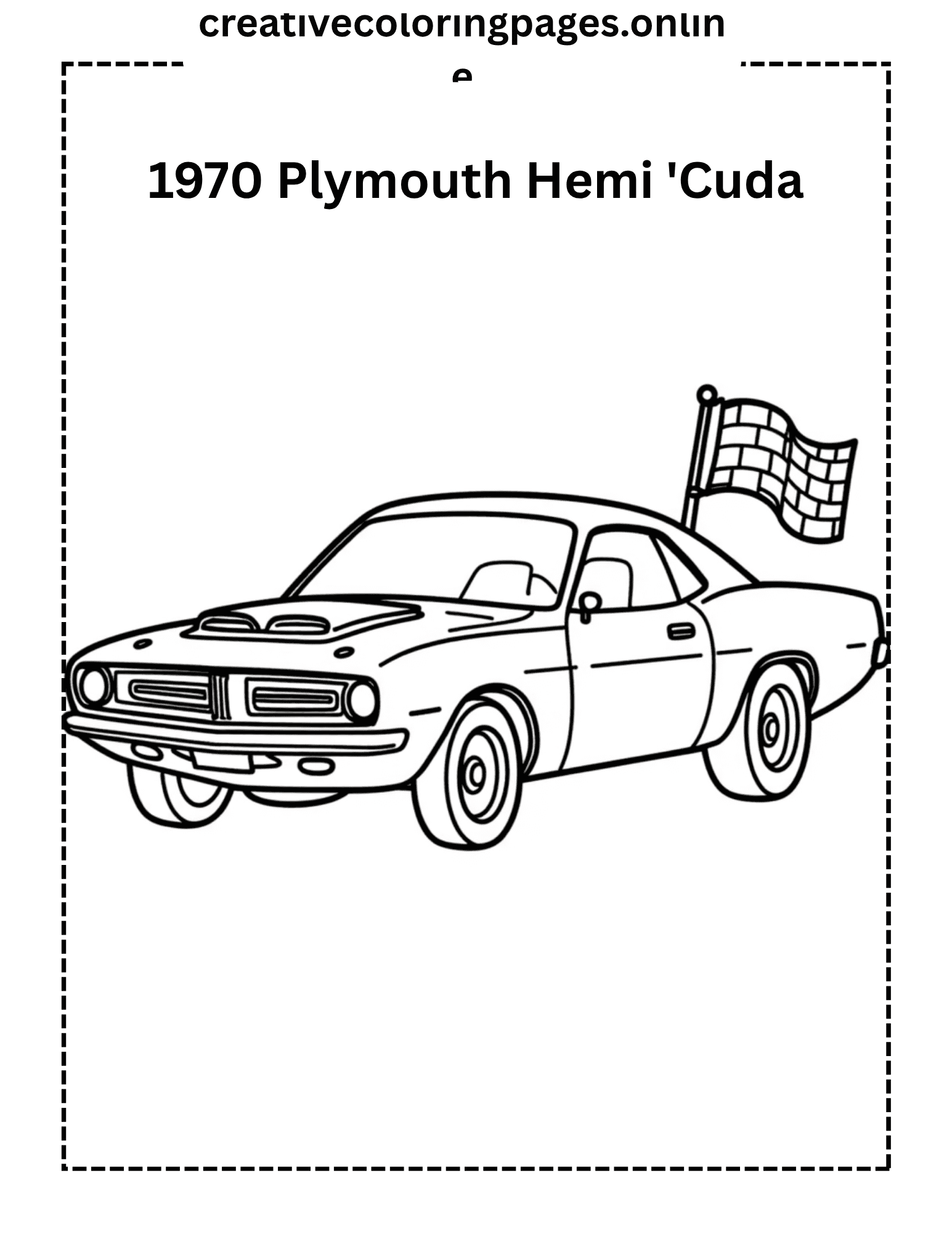 1970 Plymouth Hemi 'Cuda Coloring Page - Muscle Car