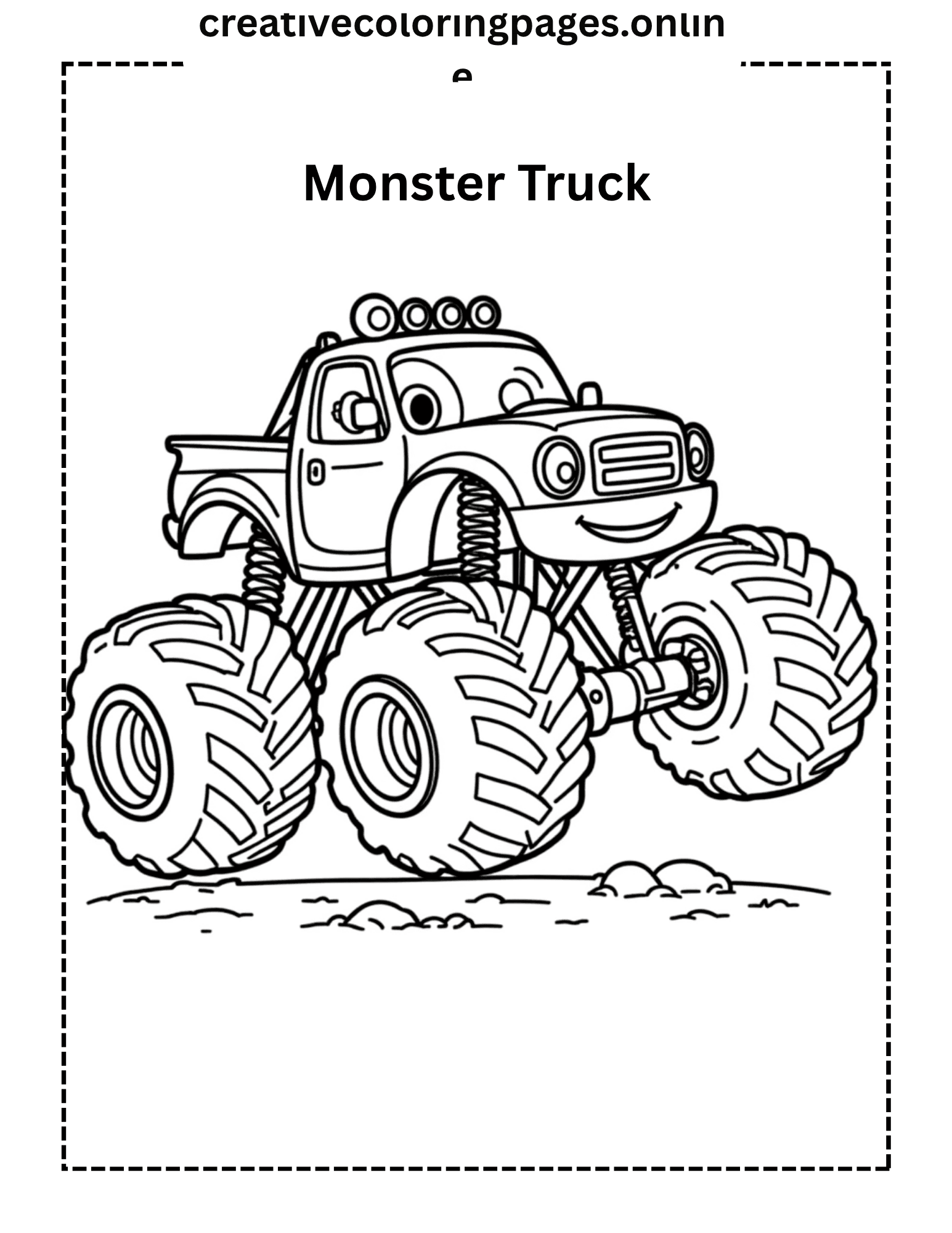 Monster Truck Coloring Page - Cute Vehicle - Image 1