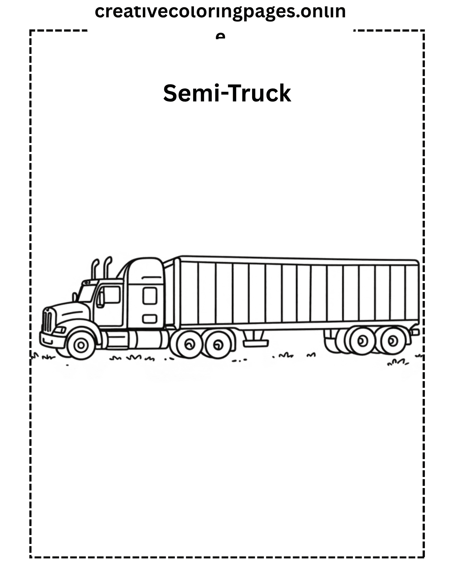 Semi-Truck Coloring Page - 18 Wheeler - Image 1