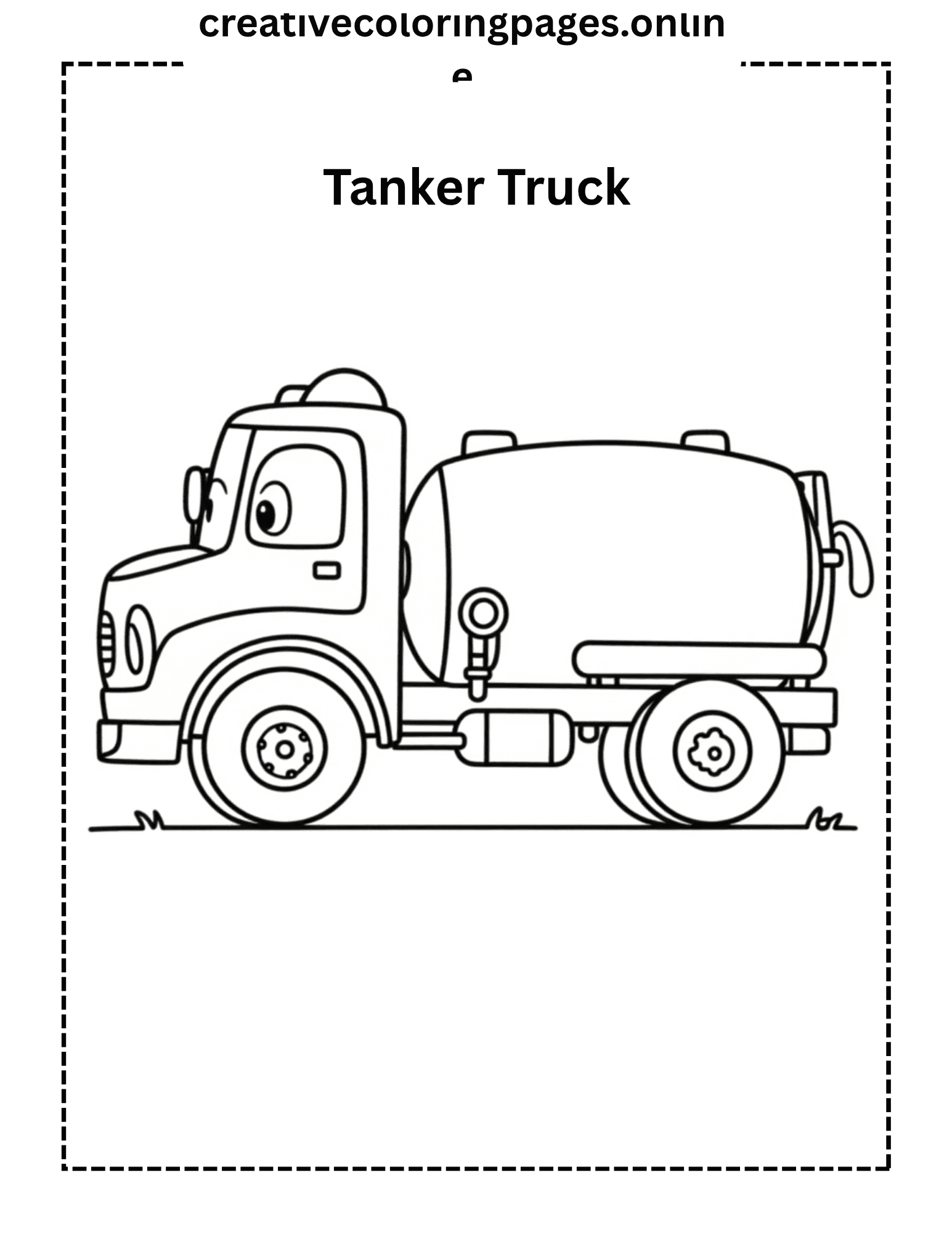 Tanker Truck Coloring Page - Cute Vehicle - Image 1