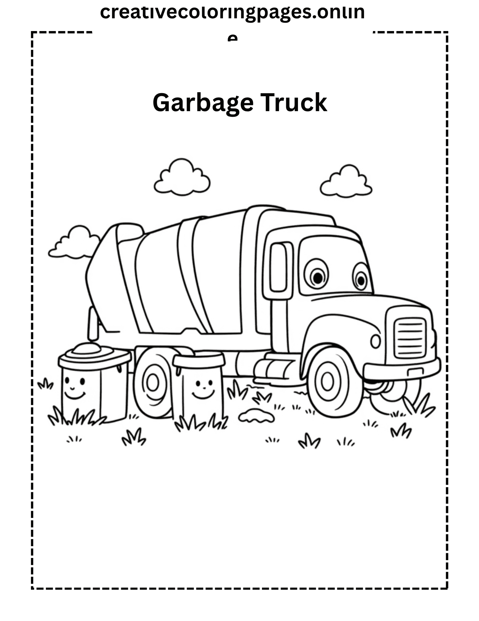 Free Garbage Truck Coloring Page - Image 1